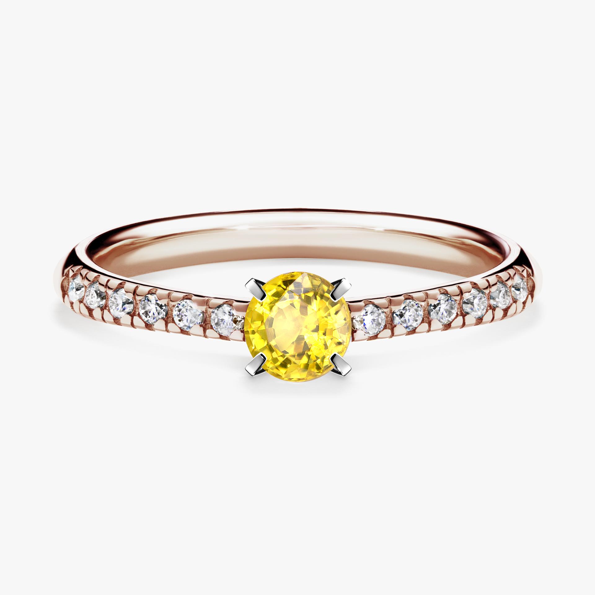 Pierscionek zareczynowy z szafirem zoltym 039 CT z rozowego zlota my sunshine 01