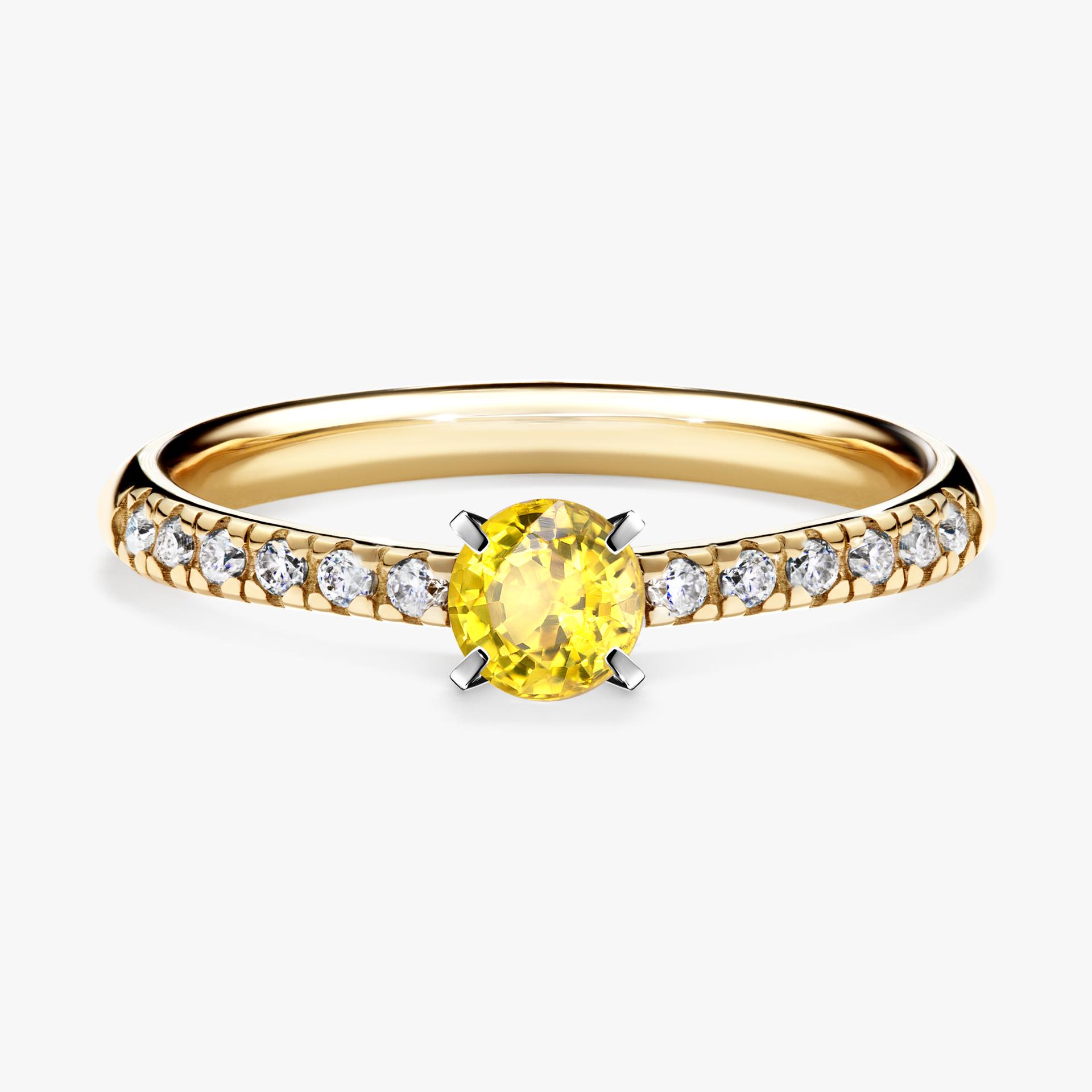 Pierscionek zareczynowy z szafirem zoltym 039 CT z zoltego zlota my sunshine 01