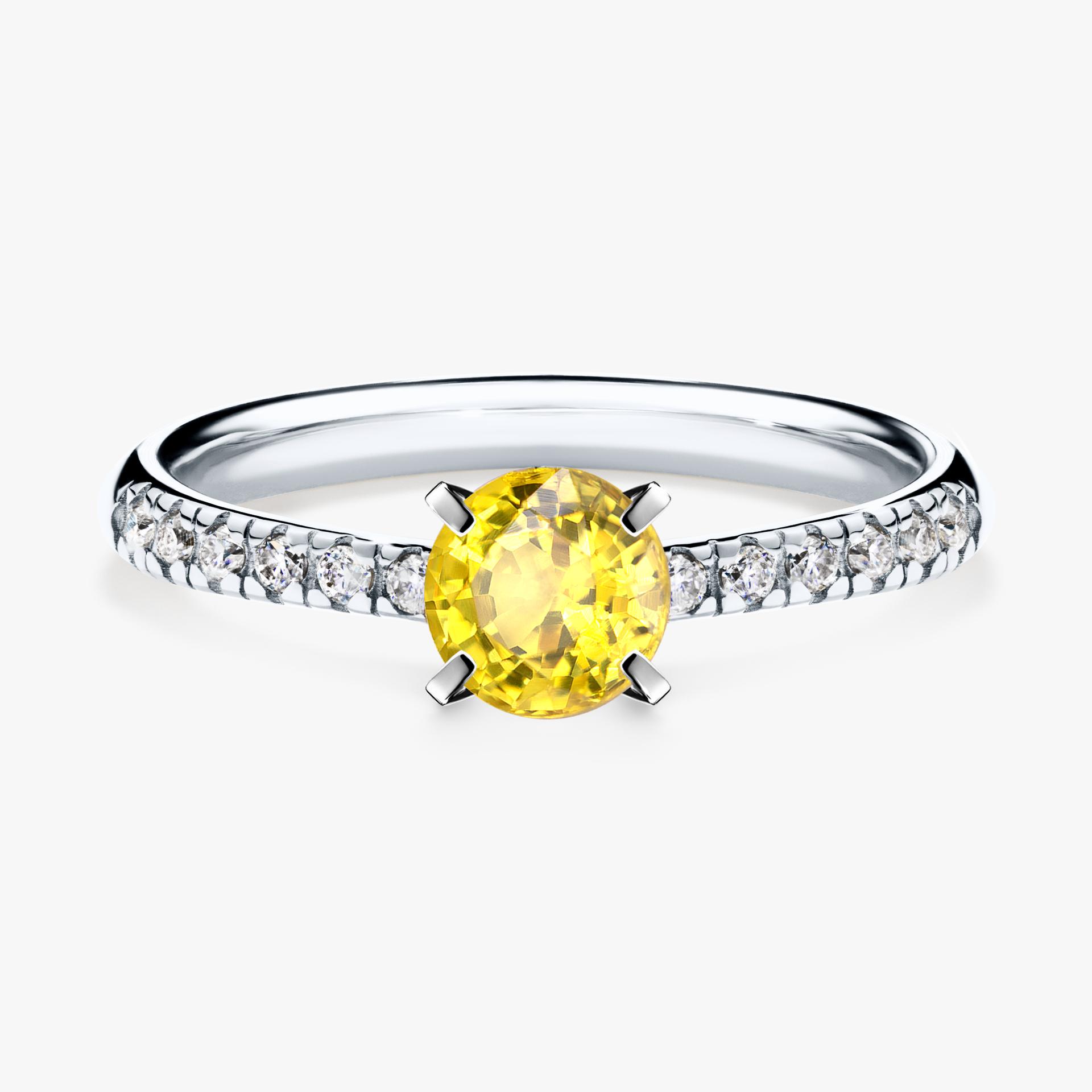 Pierscionek zareczynowy z szafirem zoltym 064 CT z bialego zlota my sunshine 01