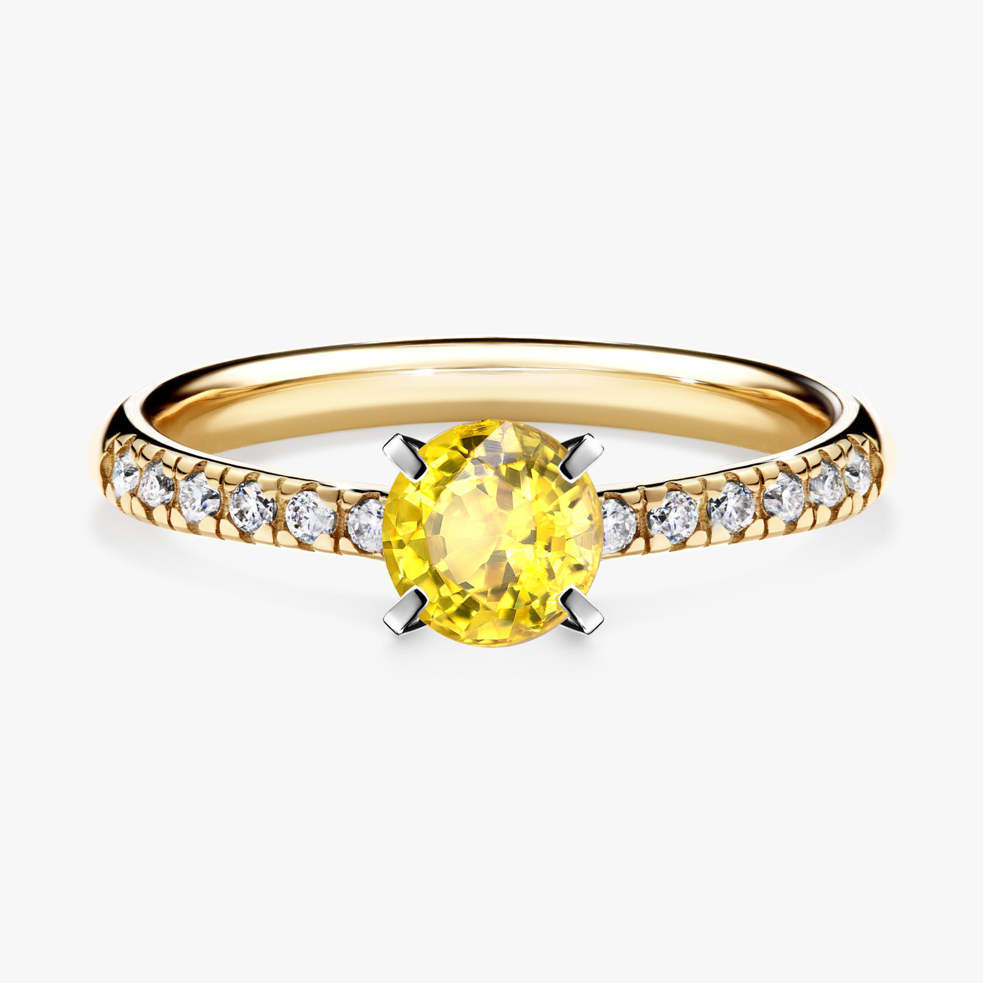 Pierścionek zaręczynowy My Sunshine z żółtego złota z szafirem żółtym 0,64ct