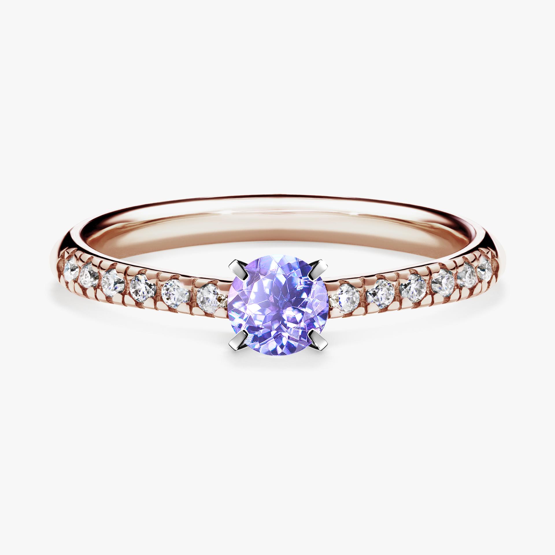 Pierścionek zaręczynowy My Sunshine z różowego złota z tanzanitem 0,39ct