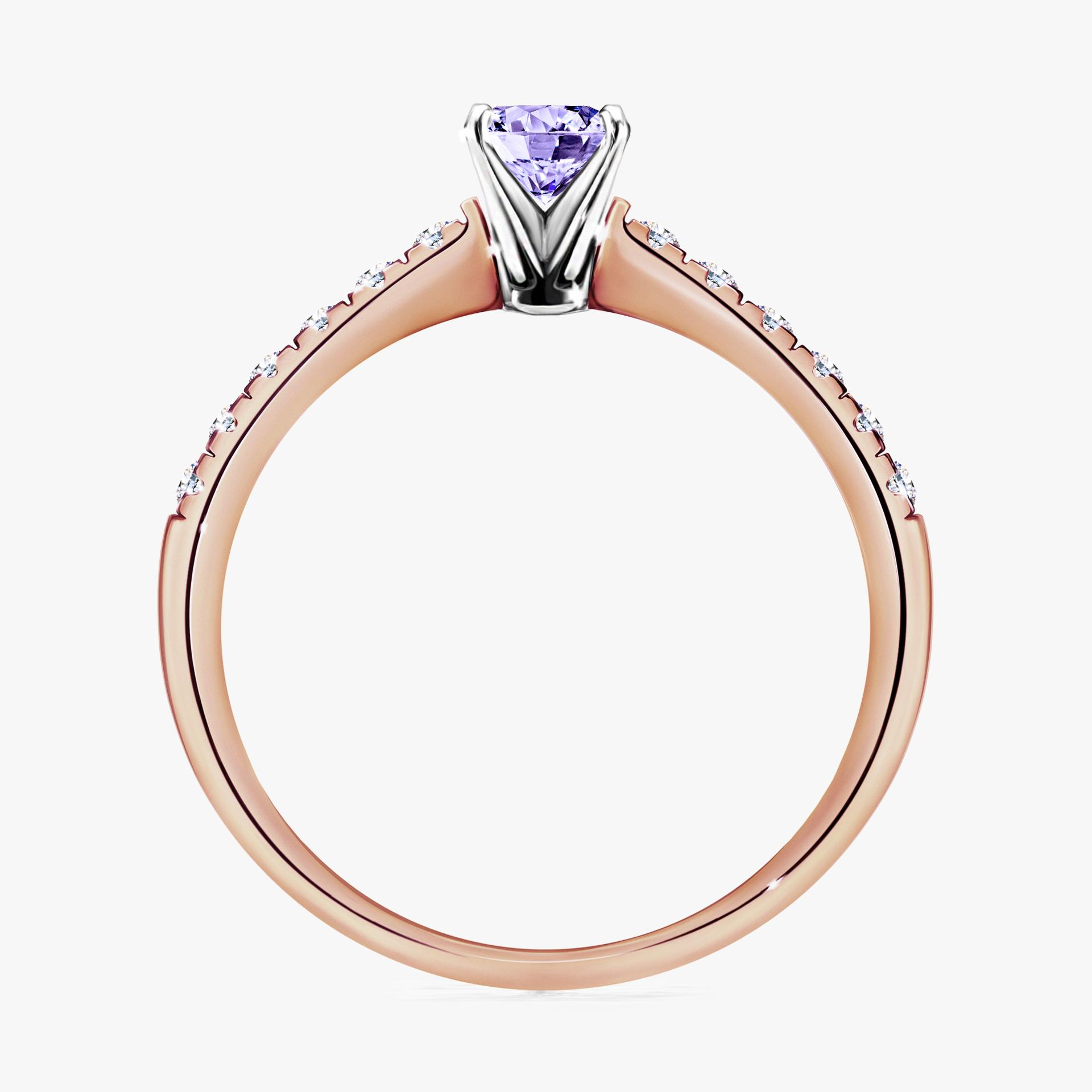 Pierścionek zaręczynowy My Sunshine z różowego złota z tanzanitem 0,39ct