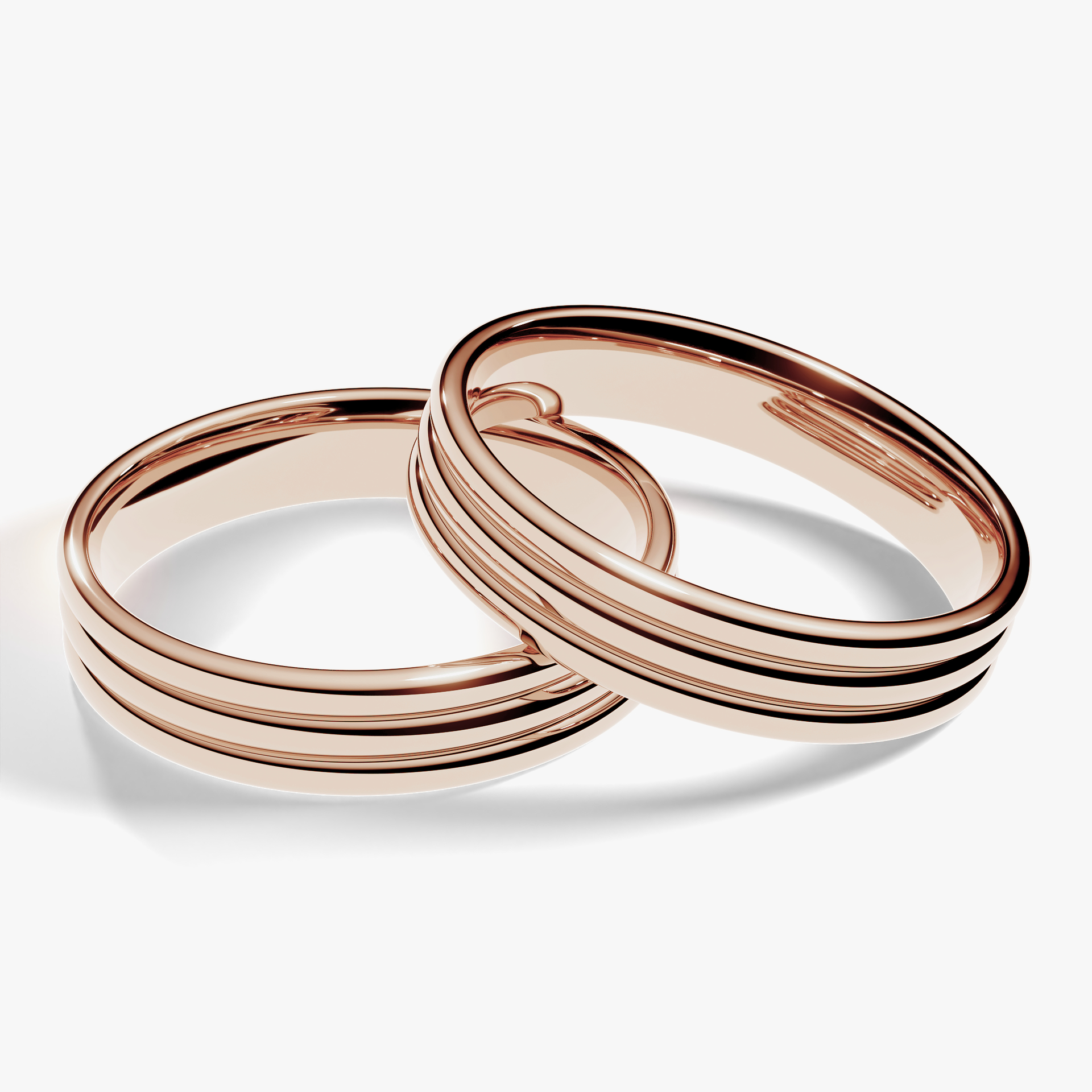 Obraczki slubne modern three 5 mm z rozowego zlota 01