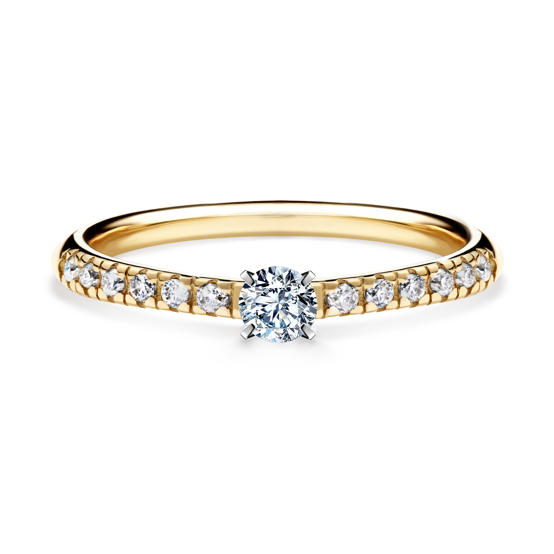 Pierścionek zaręczynowy My Sunshine z żółtego złota z diamentem naturalnym 0,24CT