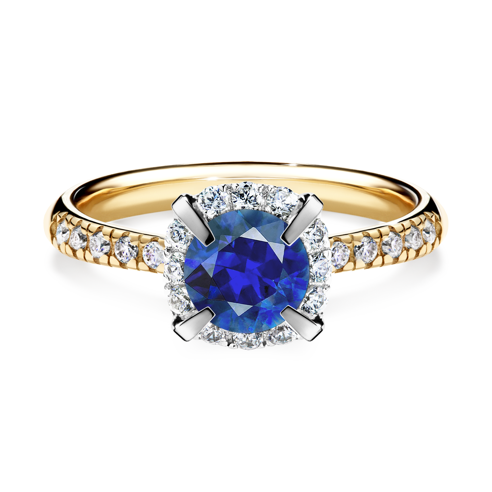 Pierścionek zaręczynowy My Princess z żółtego złota z szafirem niebieskim 1,18ct