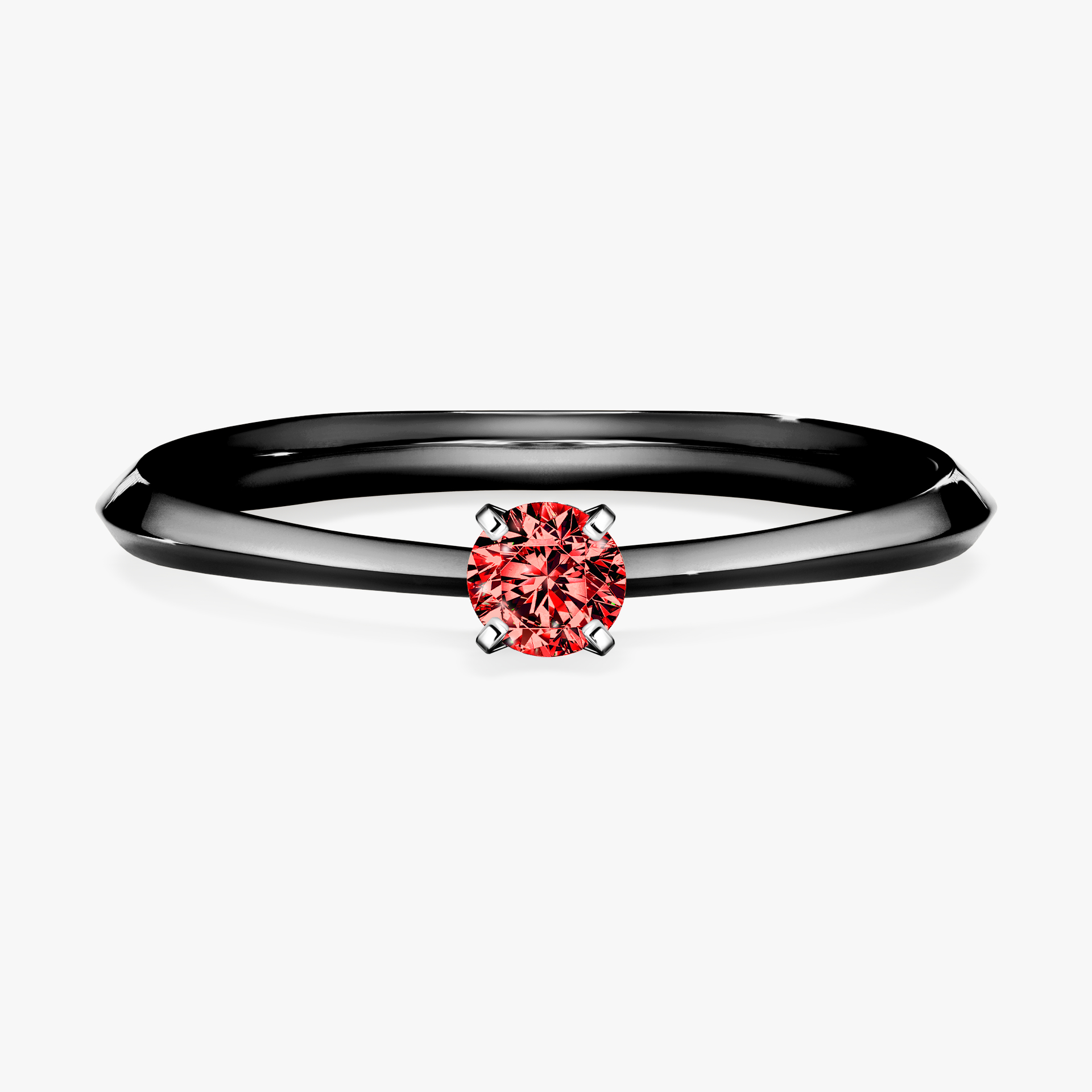 Pierścionek zaręczynowy My Angel z czarnego złota z czerwonym diamentem 0,10ct