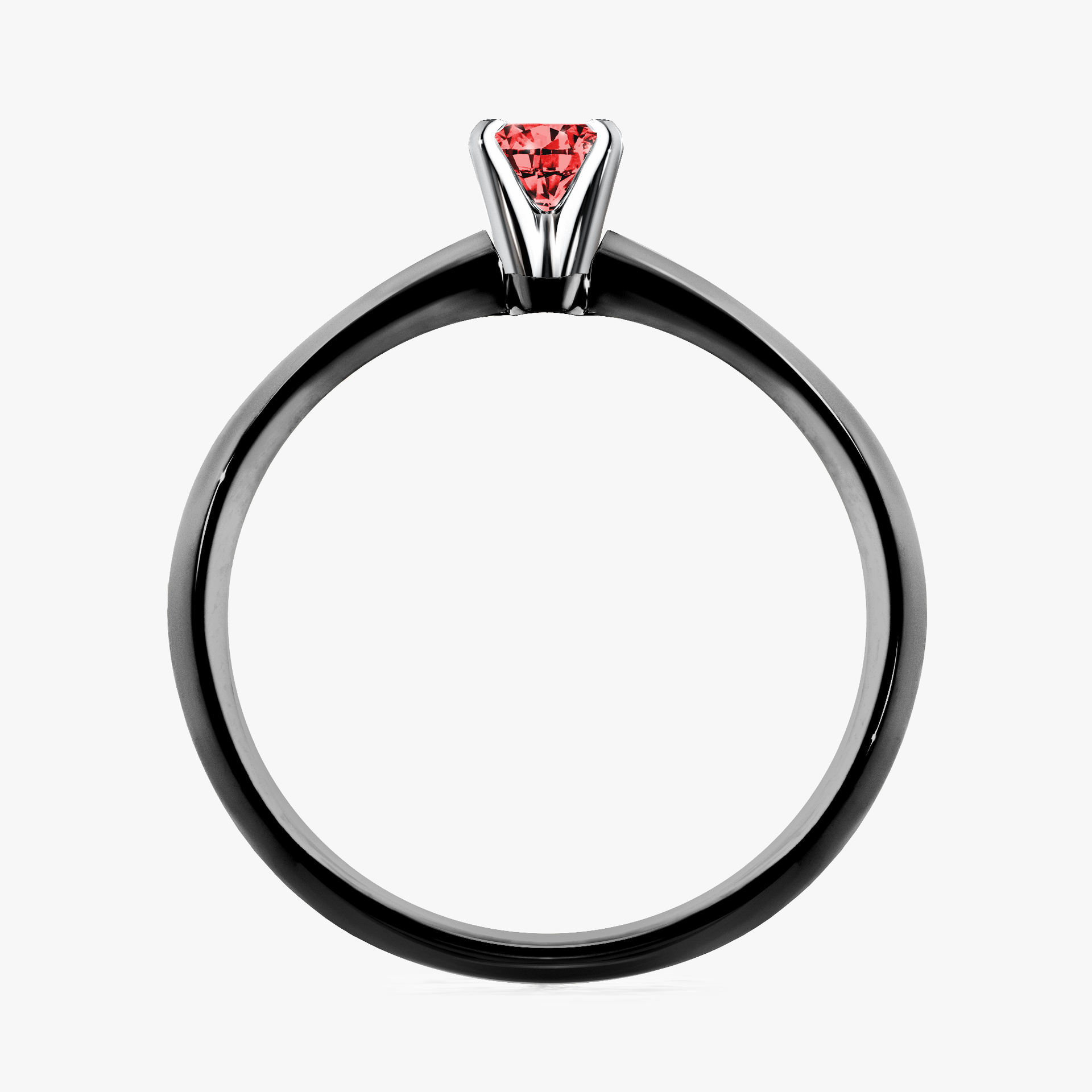 Pierścionek zaręczynowy My Angel z czarnego złota z czerwonym diamentem 0,10ct