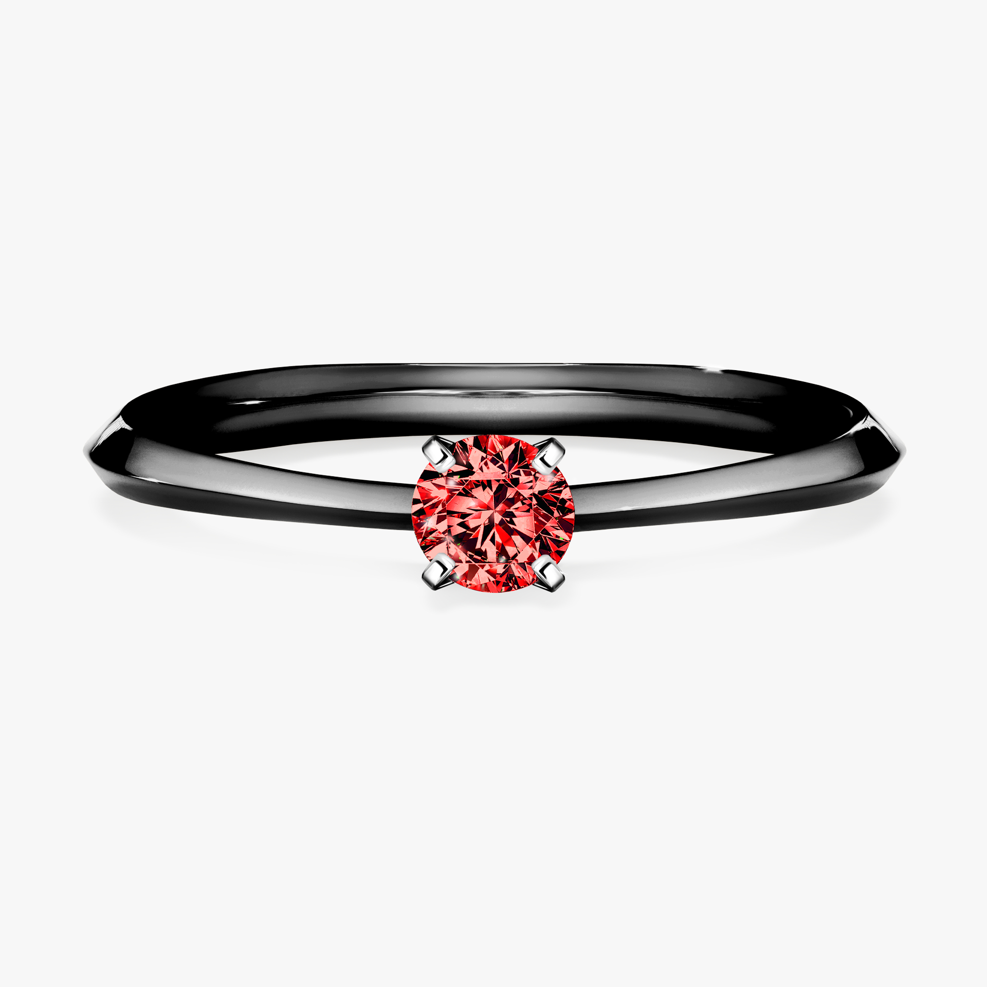 Pierścionek zaręczynowy My Angel z czarnego złota z czerwonym diamentem 0,17ct
