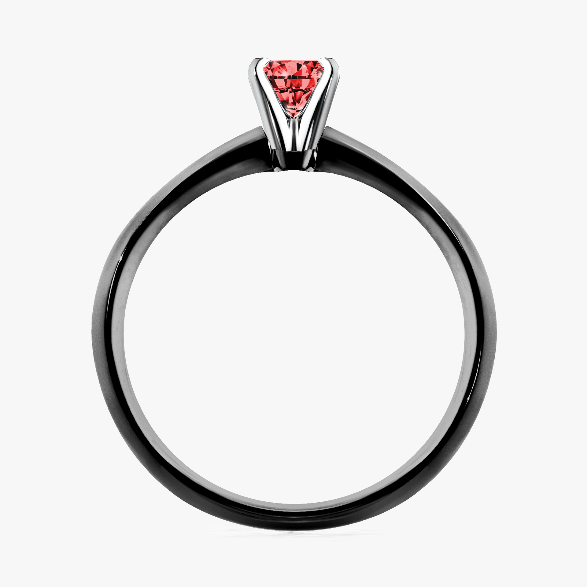 Pierścionek zaręczynowy My Angel z czarnego złota z czerwonym diamentem 0,17ct