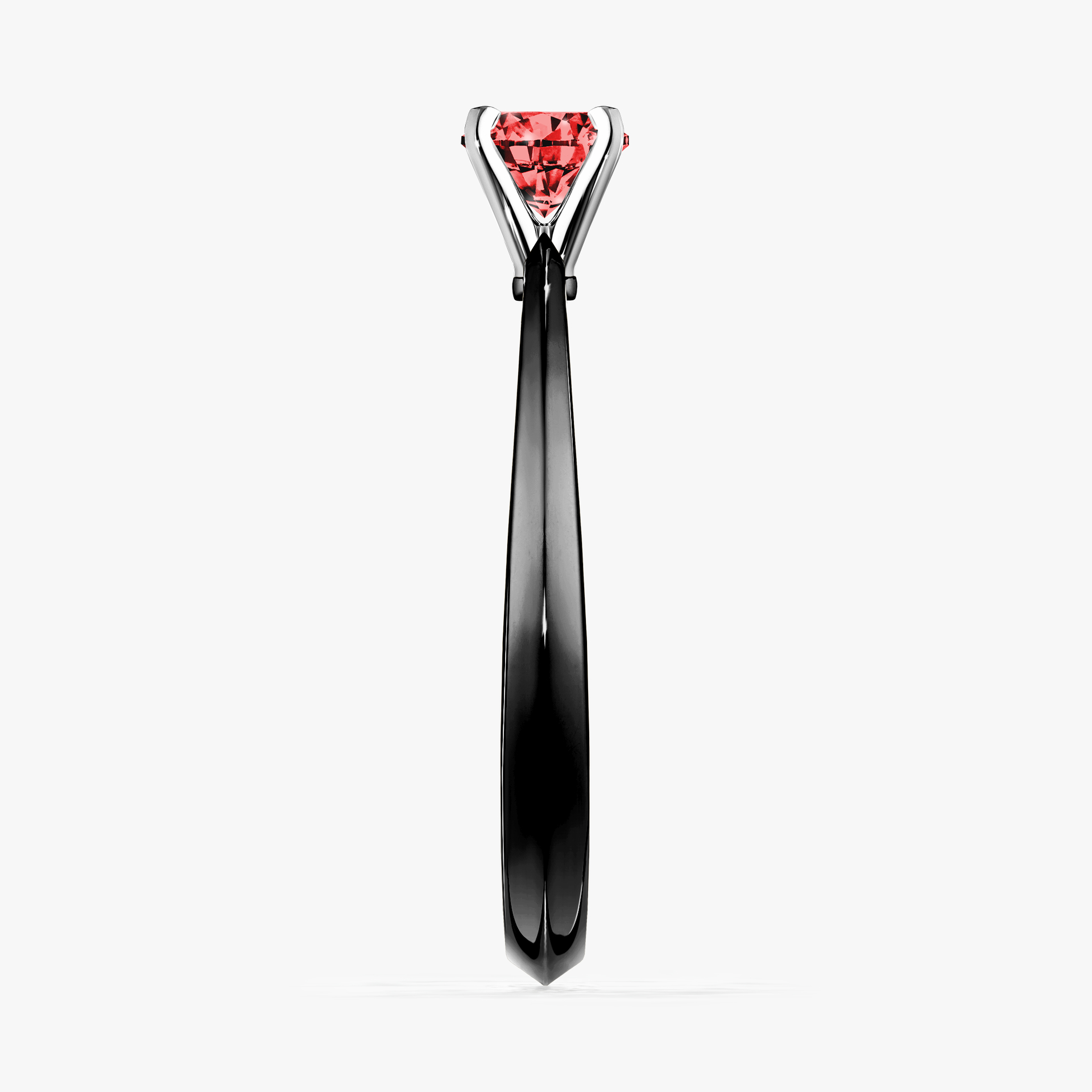 Pierścionek zaręczynowy My Angel z czarnego złota z czerwonym diamentem 0,17ct