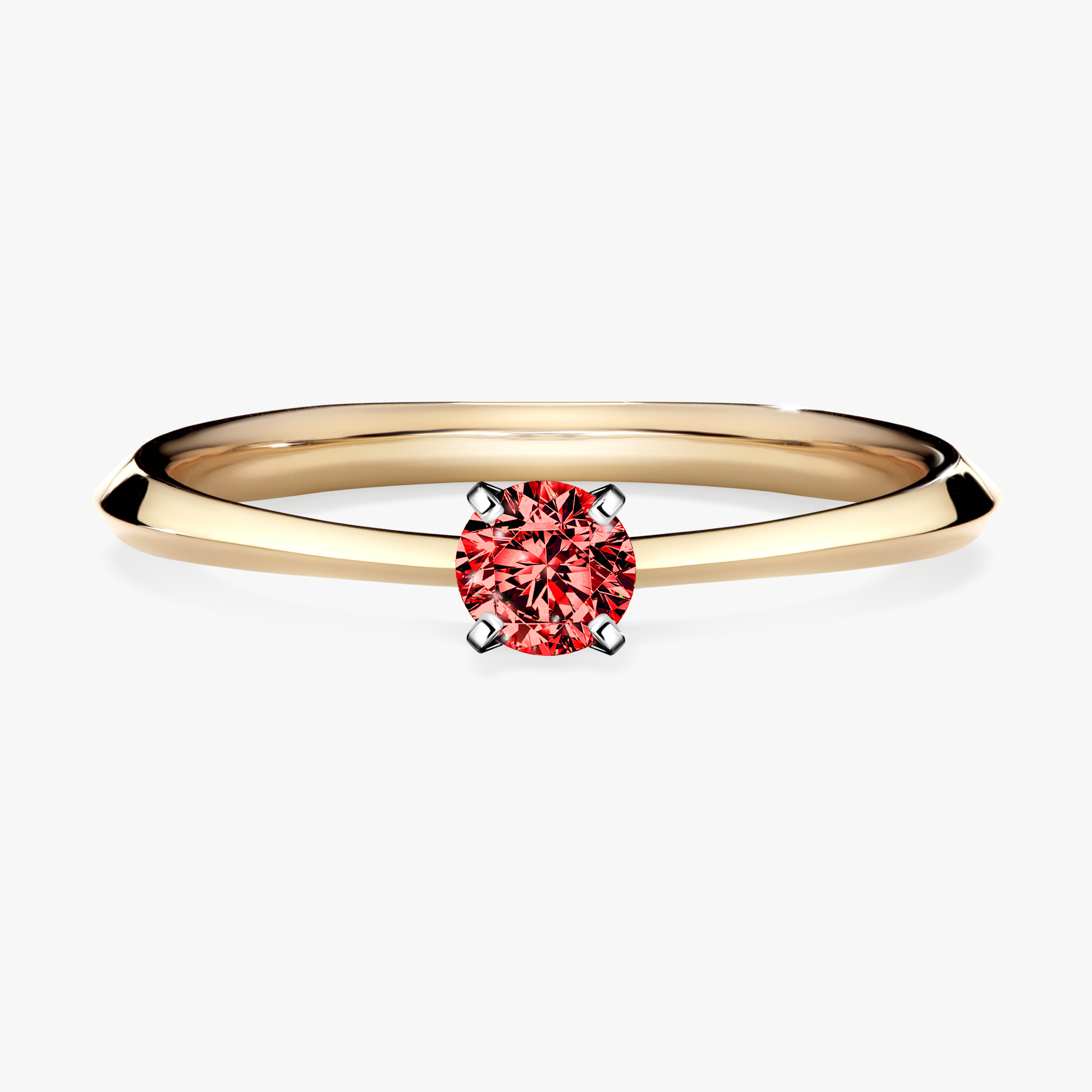 Pierścionek zaręczynowy My Angel z żółtego złota z czerwonym diamentem 0,17ct