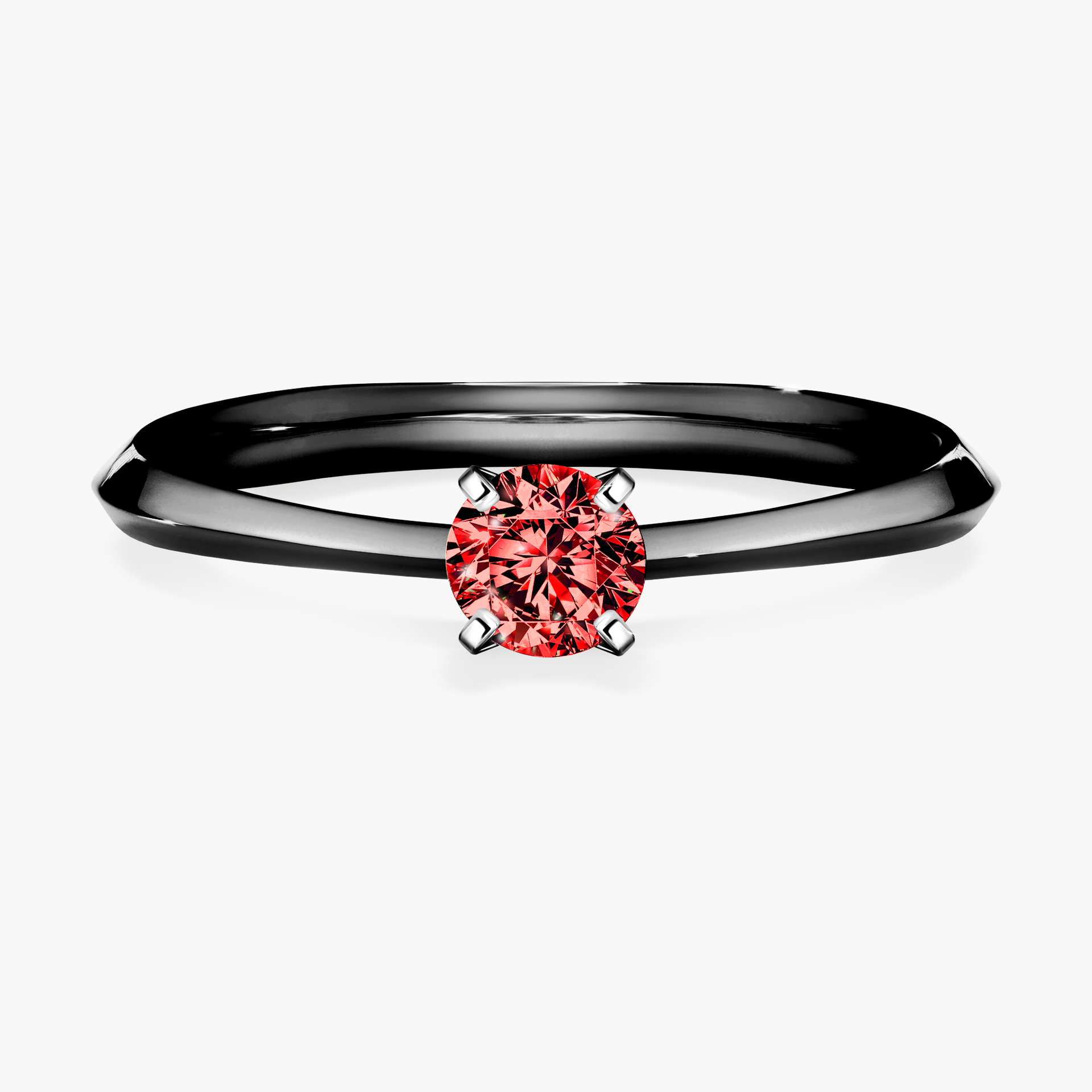 Pierścionek zaręczynowy My Angel z czarnego złota z czerwonym diamentem 0,25ct