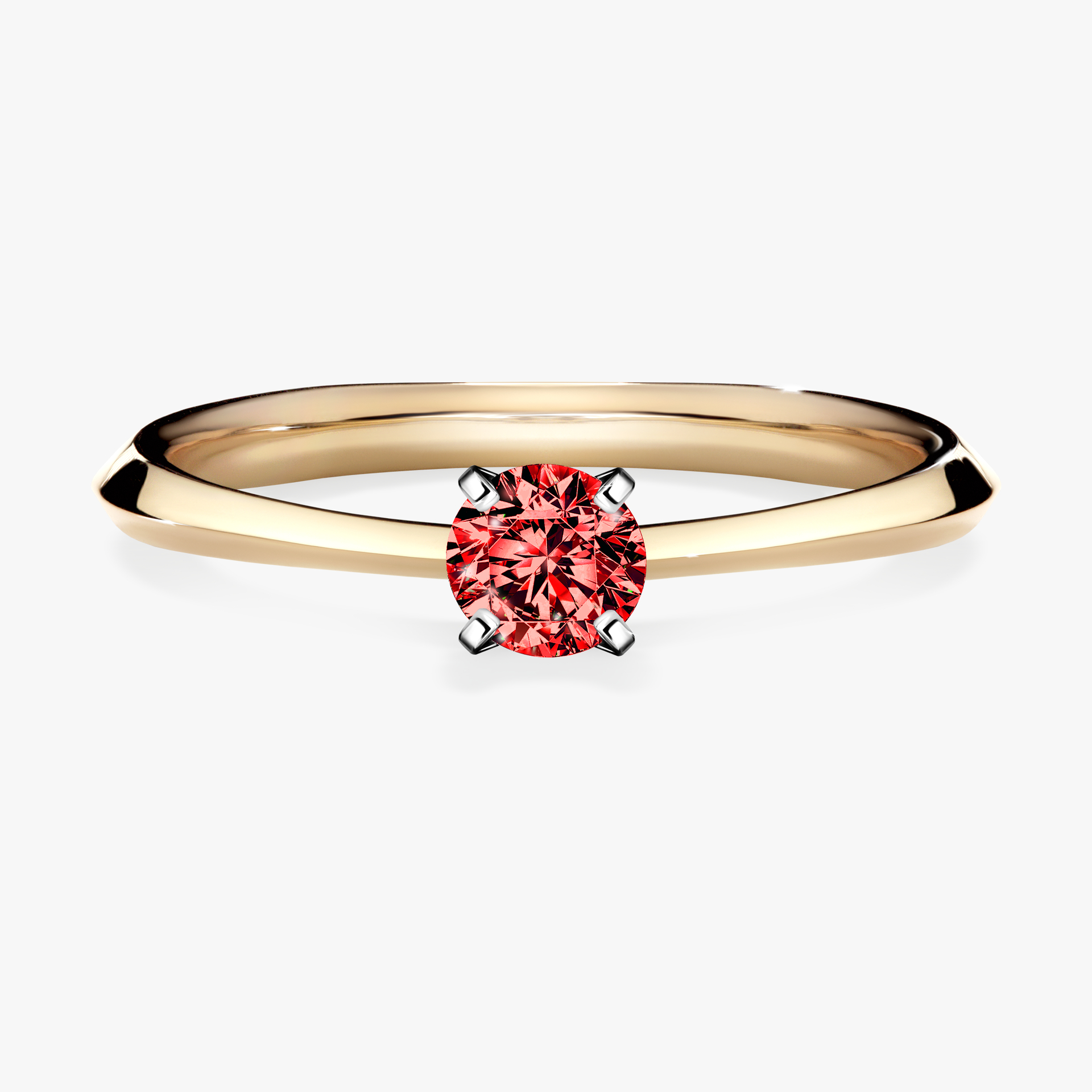 Pierścionek zaręczynowy My Angel z żółtego złota z czerwonym diamentem 0,25ct