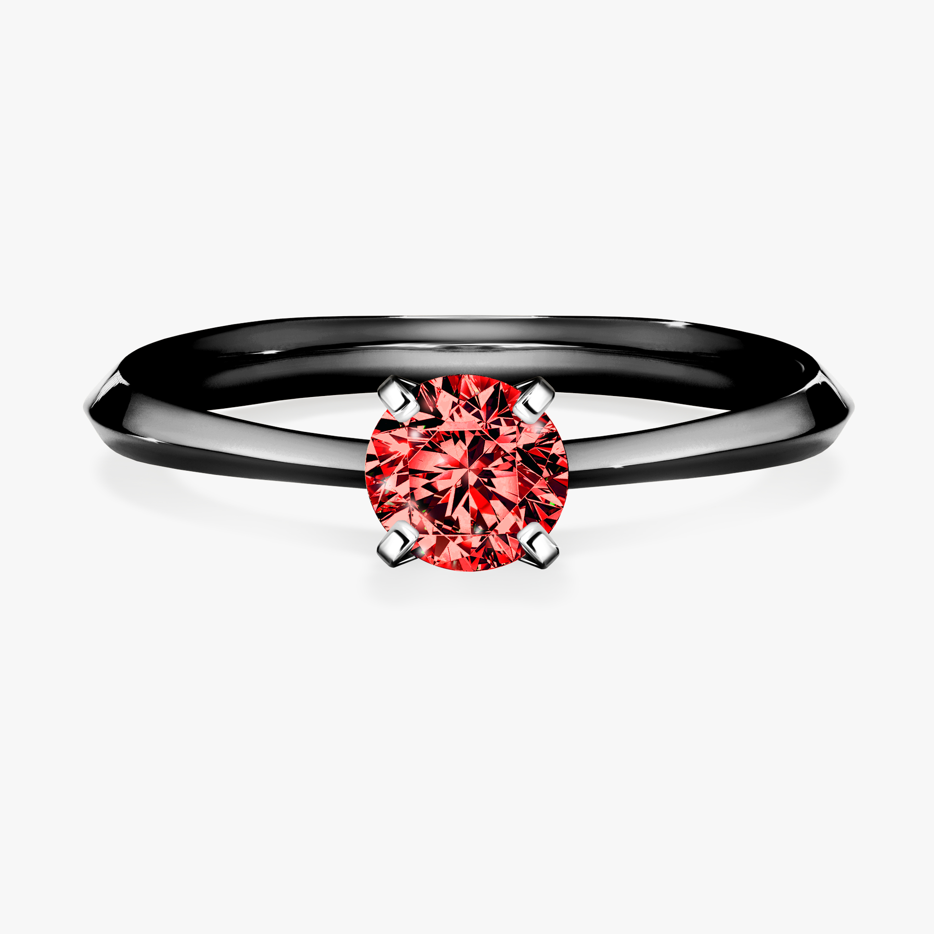 Pierścionek zaręczynowy My Angel z czarnego złota z czerwonym diamentem 0,30ct