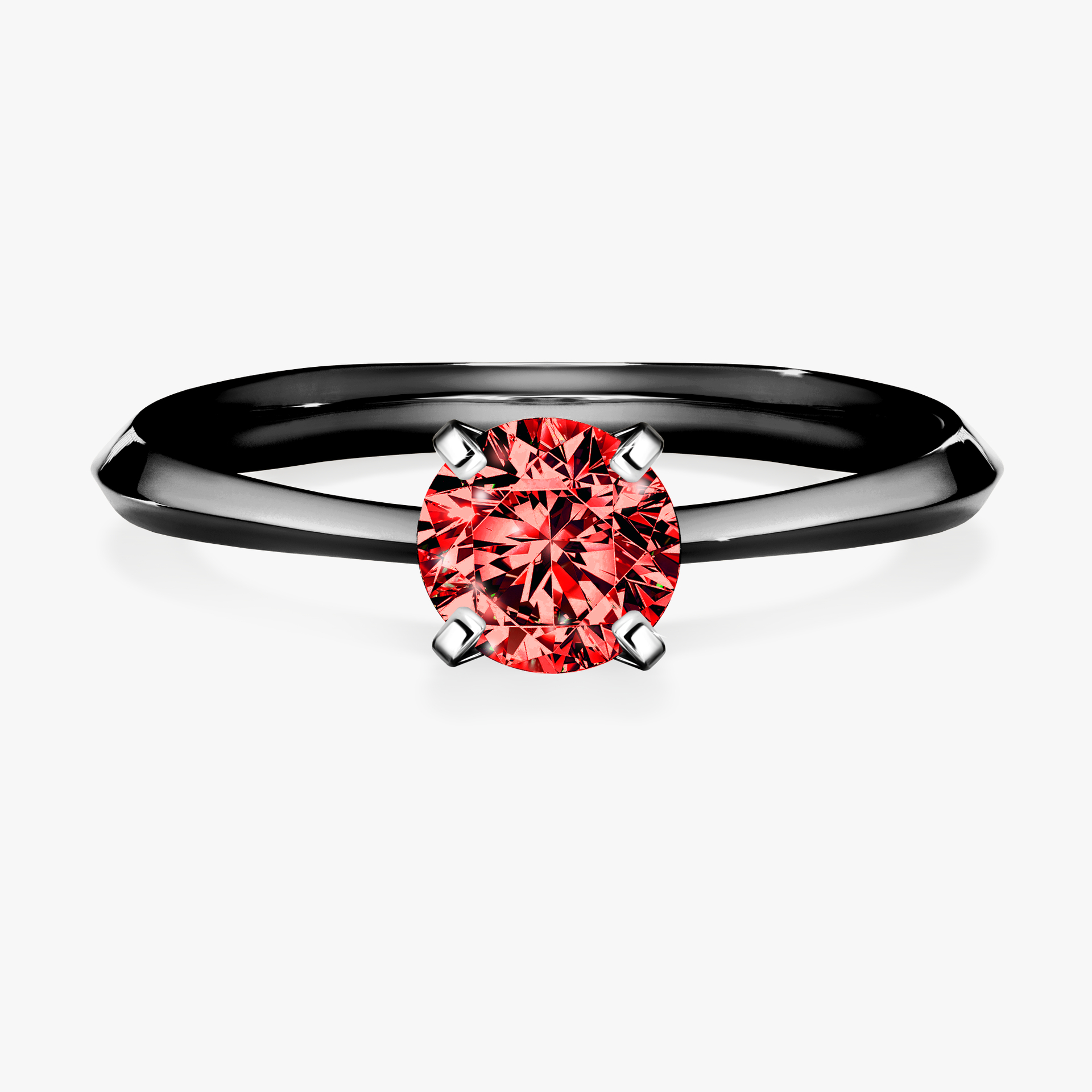 Pierścionek zaręczynowy My Angel z czarnego złota z czerwonym diamentem 0,50ct