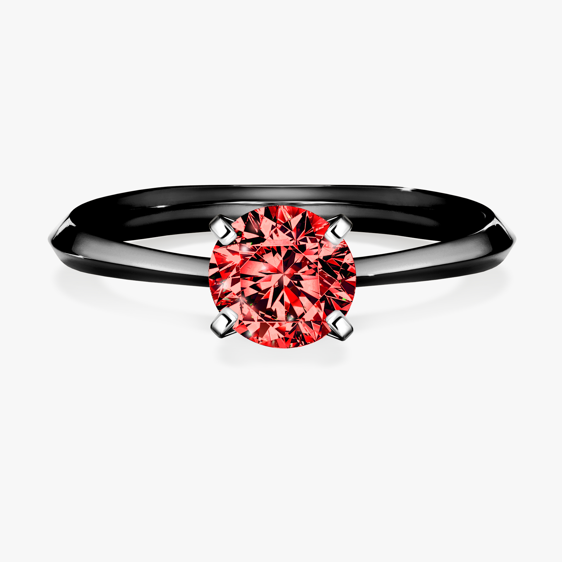 Pierścionek zaręczynowy My Angel z czarnego złota z czerwonym diamentem 1,00ct