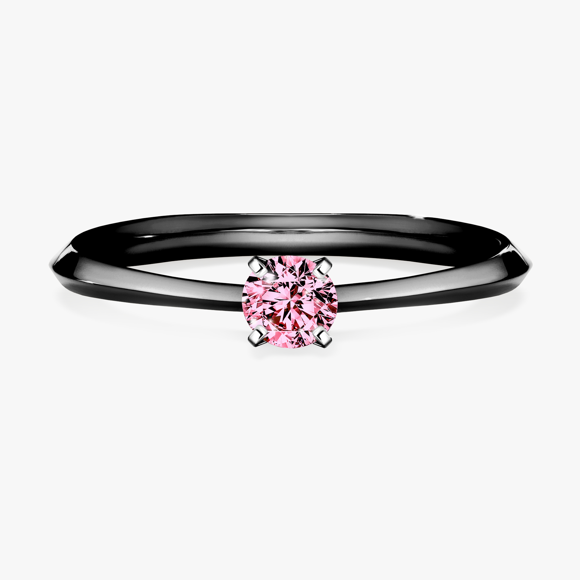 Pierścionek zaręczynowy My Angel z czarnego złota z różowym diamentem 0,17ct