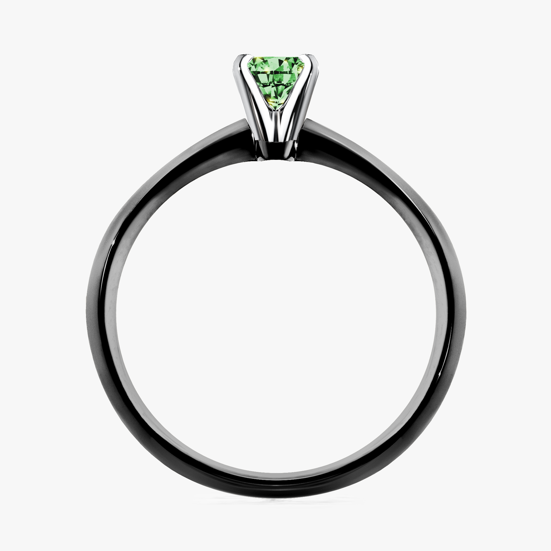 Pierścionek zaręczynowy My Angel z czarnego złota z ciemnym zielonym diamentem 0,17ct