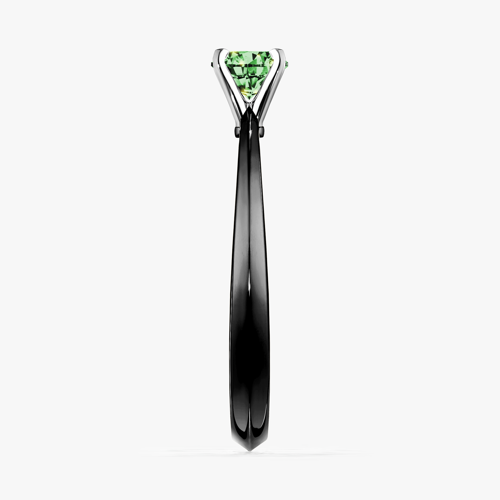 Pierścionek zaręczynowy My Angel z czarnego złota z ciemnym zielonym diamentem 0,17ct