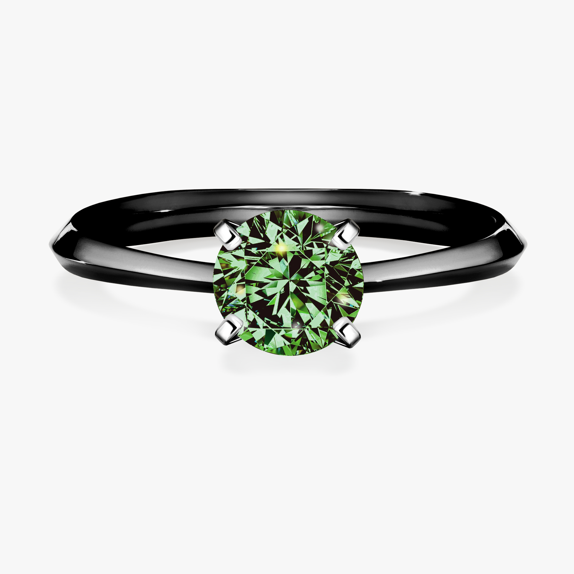 Pierścionek zaręczynowy My Angel z czarnego złota z ciemnym zielonym diamentem 1,00ct