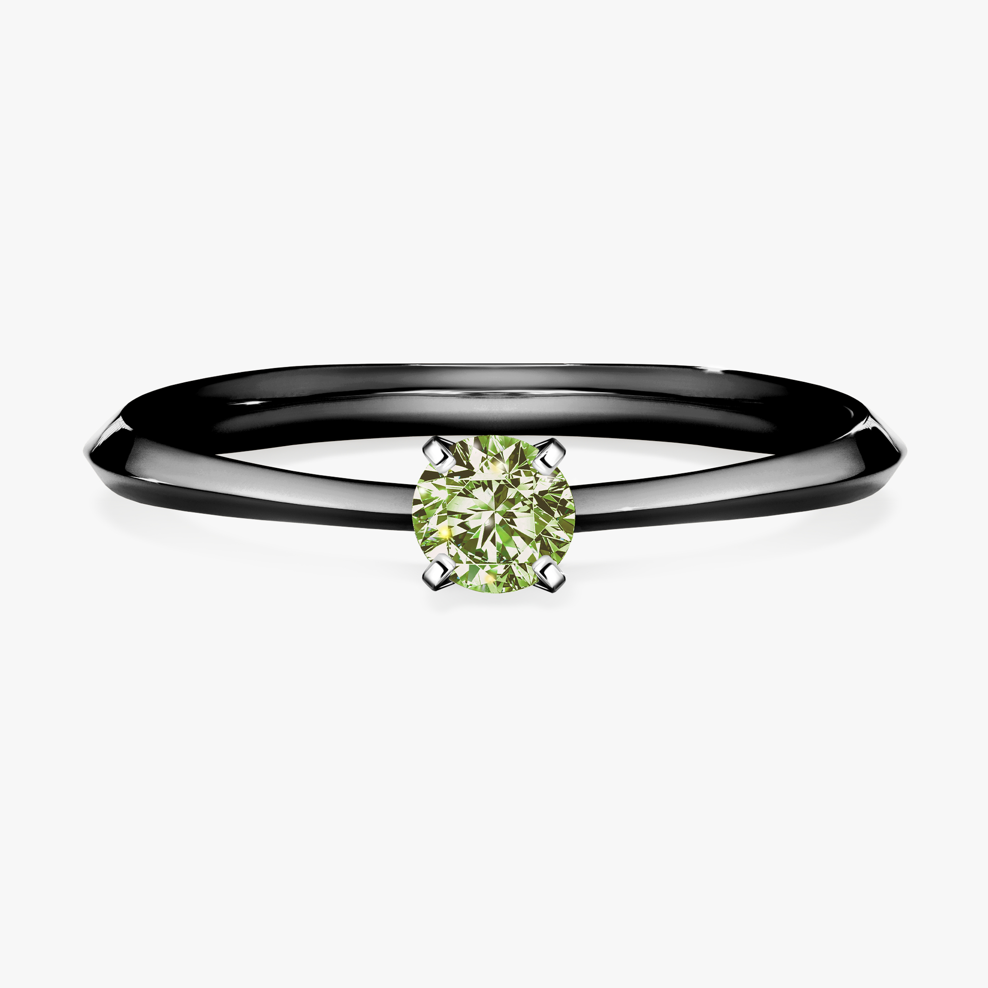 Pierścionek zaręczynowy My Angel z czarnego złota z jasnym zielonym diamentem 0,17ct