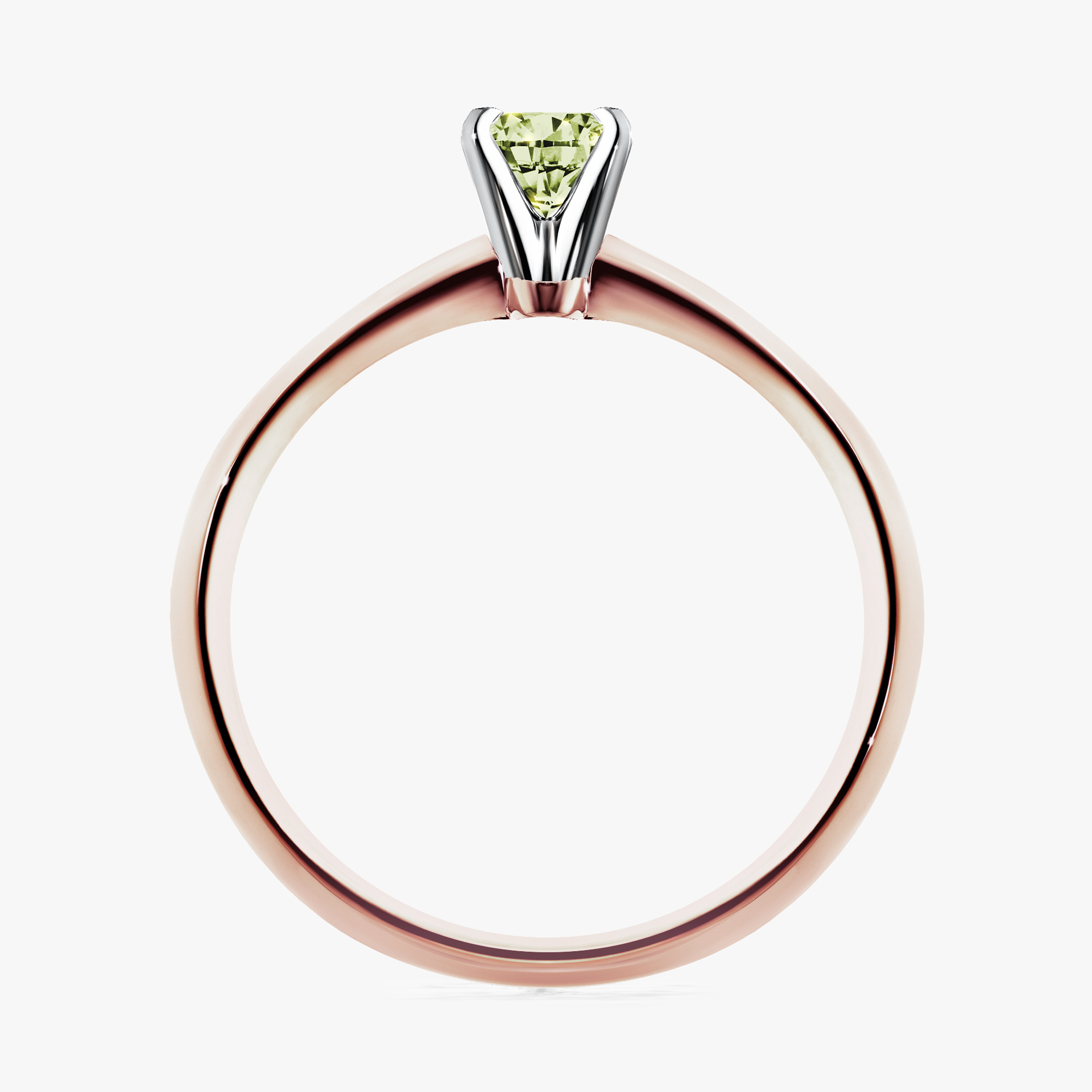 Pierścionek zaręczynowy My Angel z różowego złota z jasnym zielonym diamentem 0,17ct