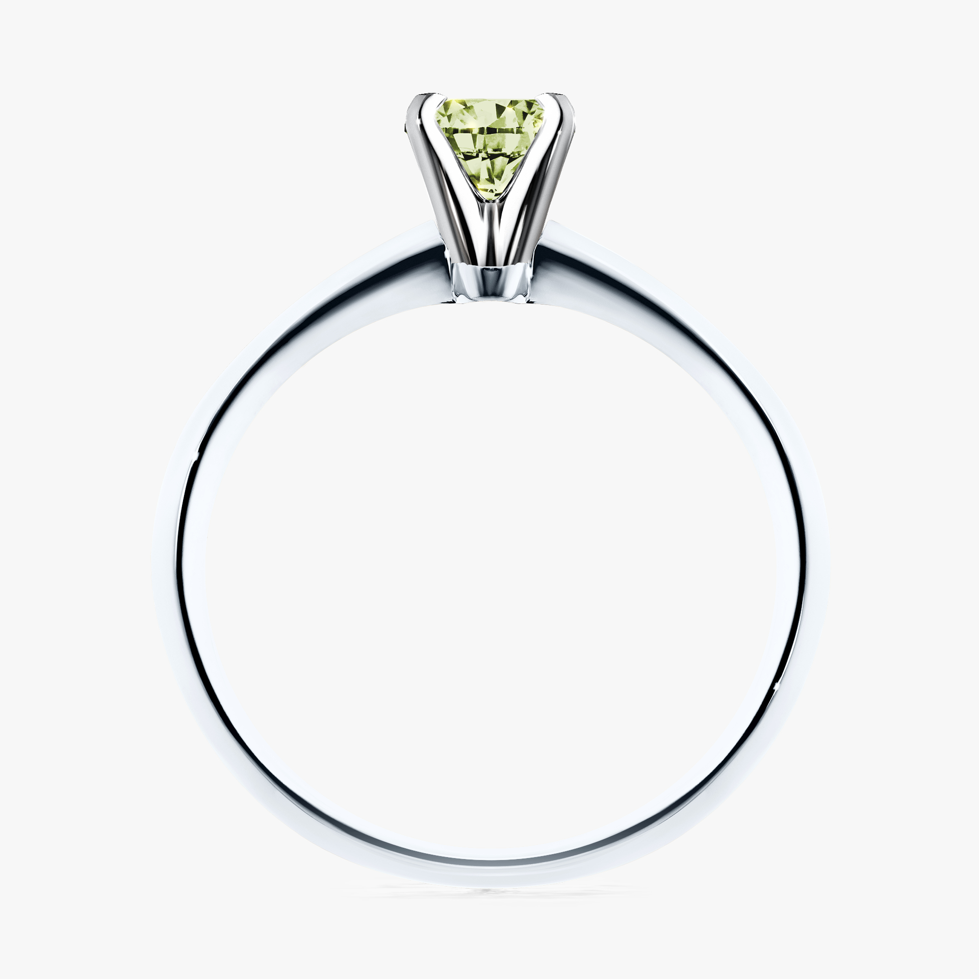 Pierścionek zaręczynowy My Angel z białego złota z jasnym zielonym diamentem 0,25ct