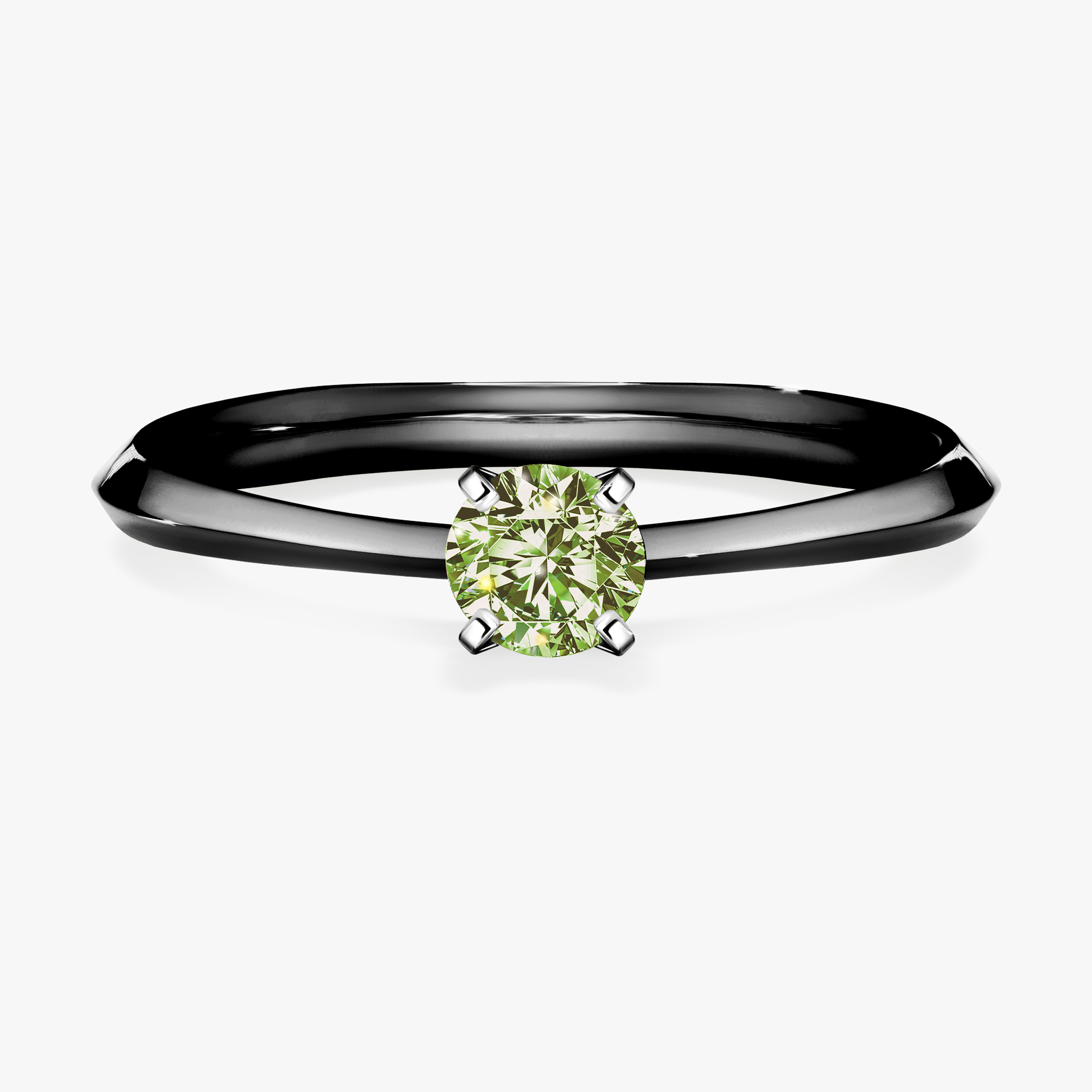 Pierścionek zaręczynowy My Angel z czarnego złota z jasnym zielonym diamentem 0,25ct