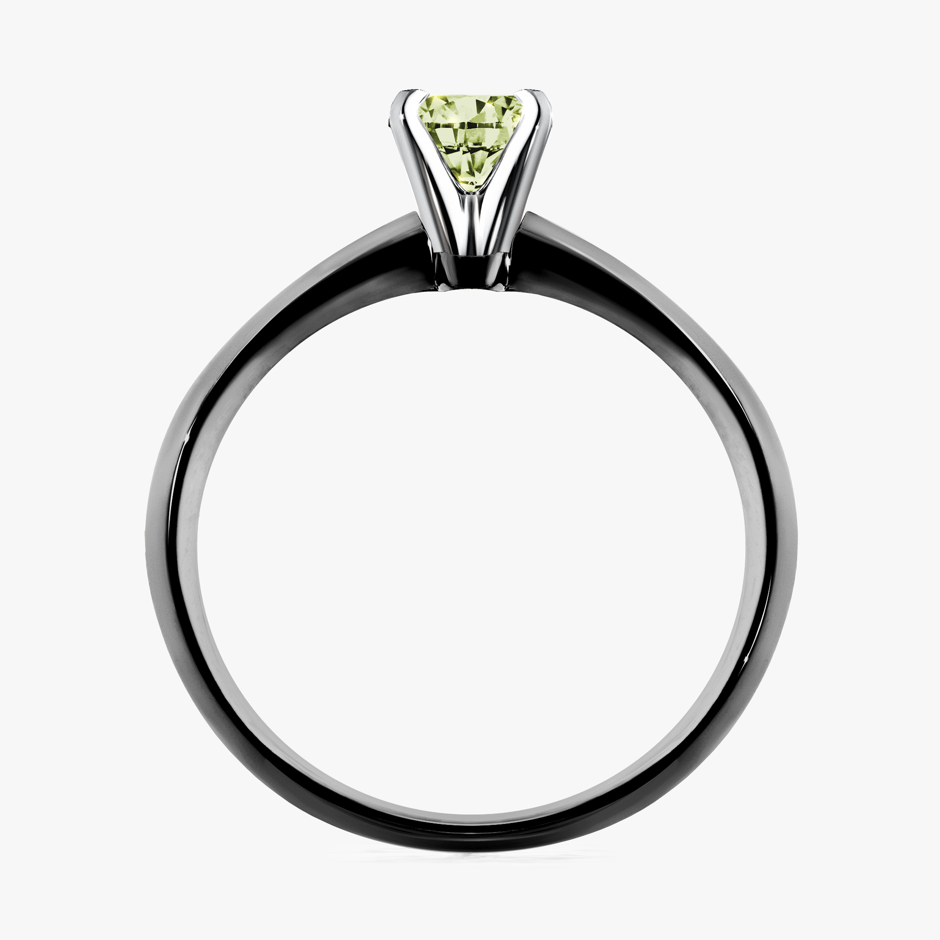Pierścionek zaręczynowy My Angel z czarnego złota z jasnym zielonym diamentem 0,25ct