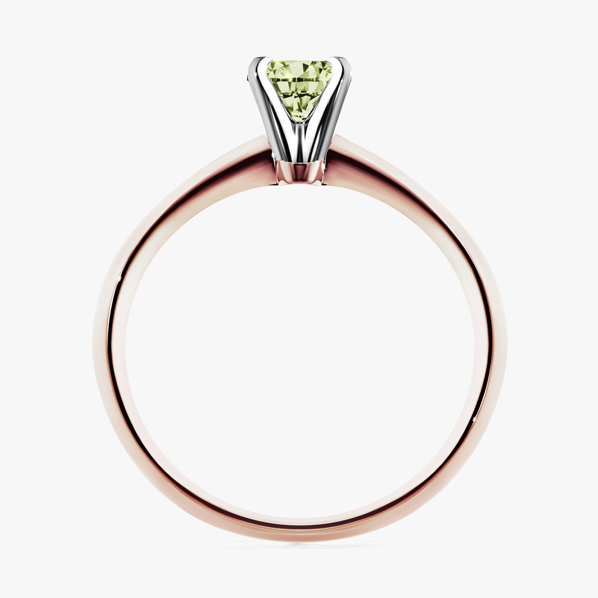 Pierścionek zaręczynowy My Angel z różowego złota z jasnym zielonym diamentem 0,25ct