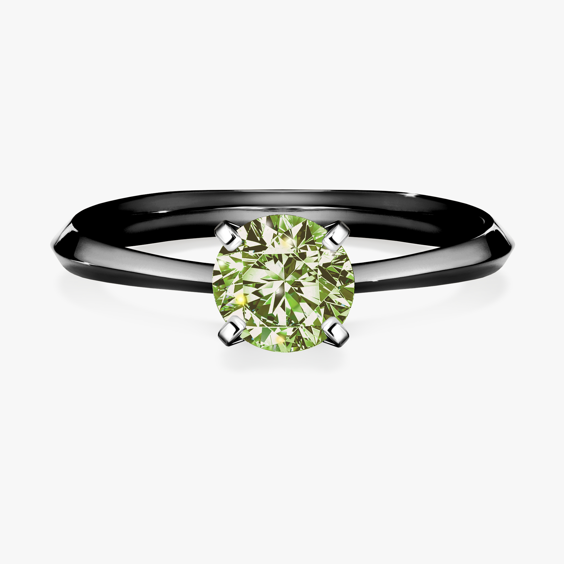 Pierścionek zaręczynowy My Angel z czarnego złota z jasnym zielonym diamentem 0,80ct