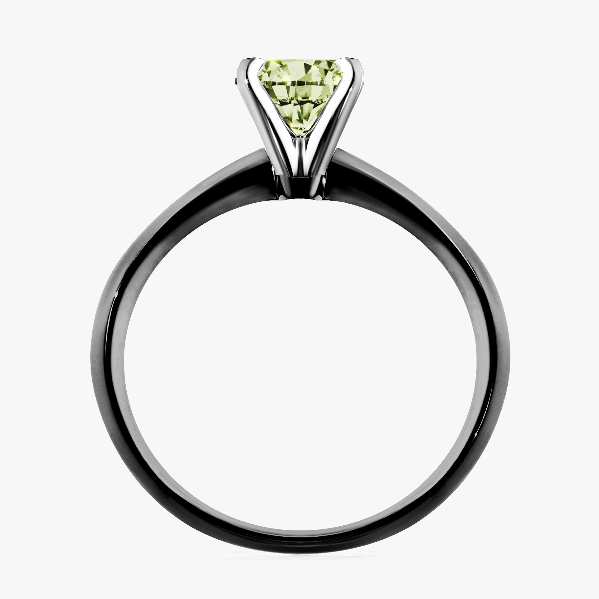 Pierścionek zaręczynowy My Angel z czarnego złota z jasnym zielonym diamentem 0,80ct