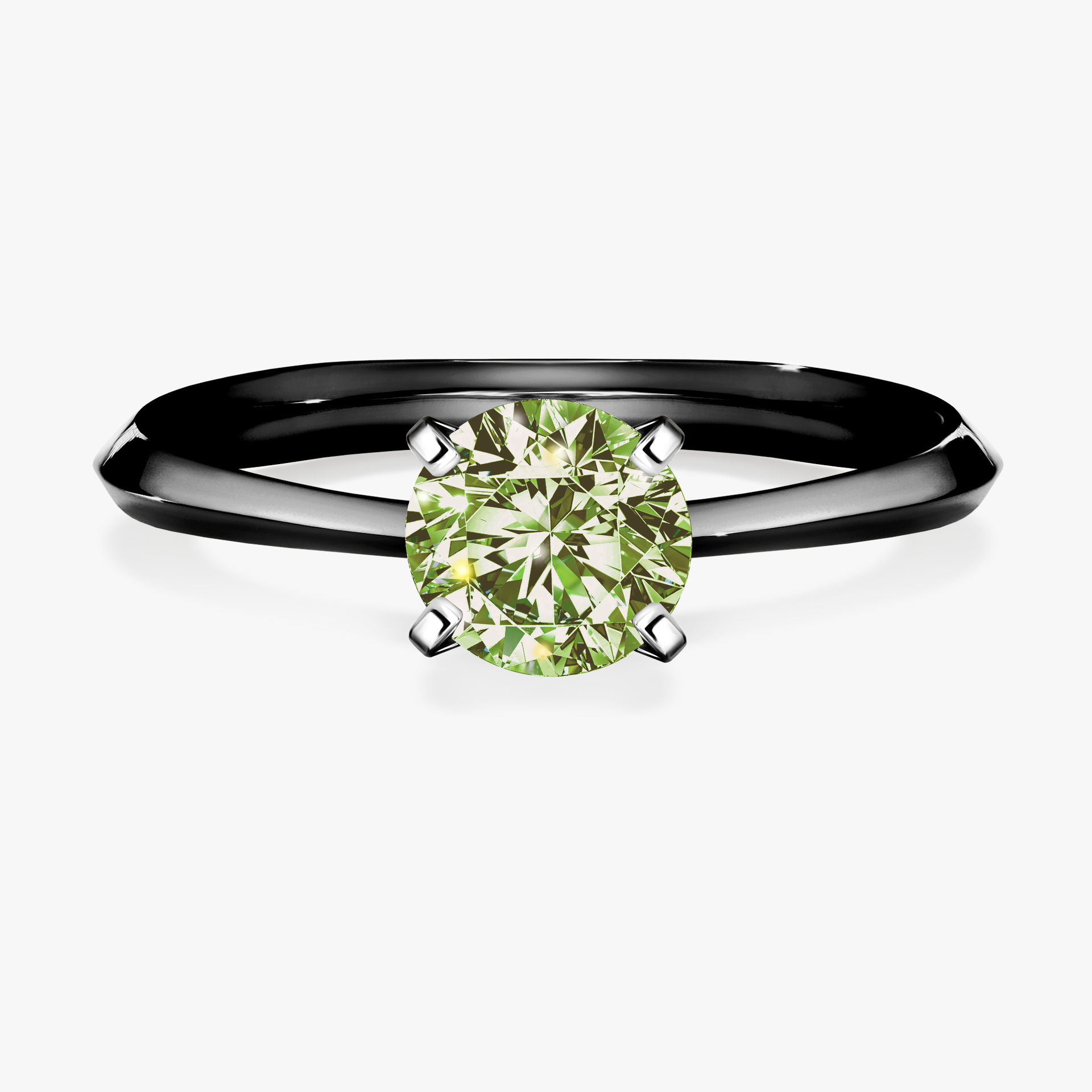 Pierścionek zaręczynowy My Angel z czarnego złota z jasnym zielonym diamentem 1,00ct