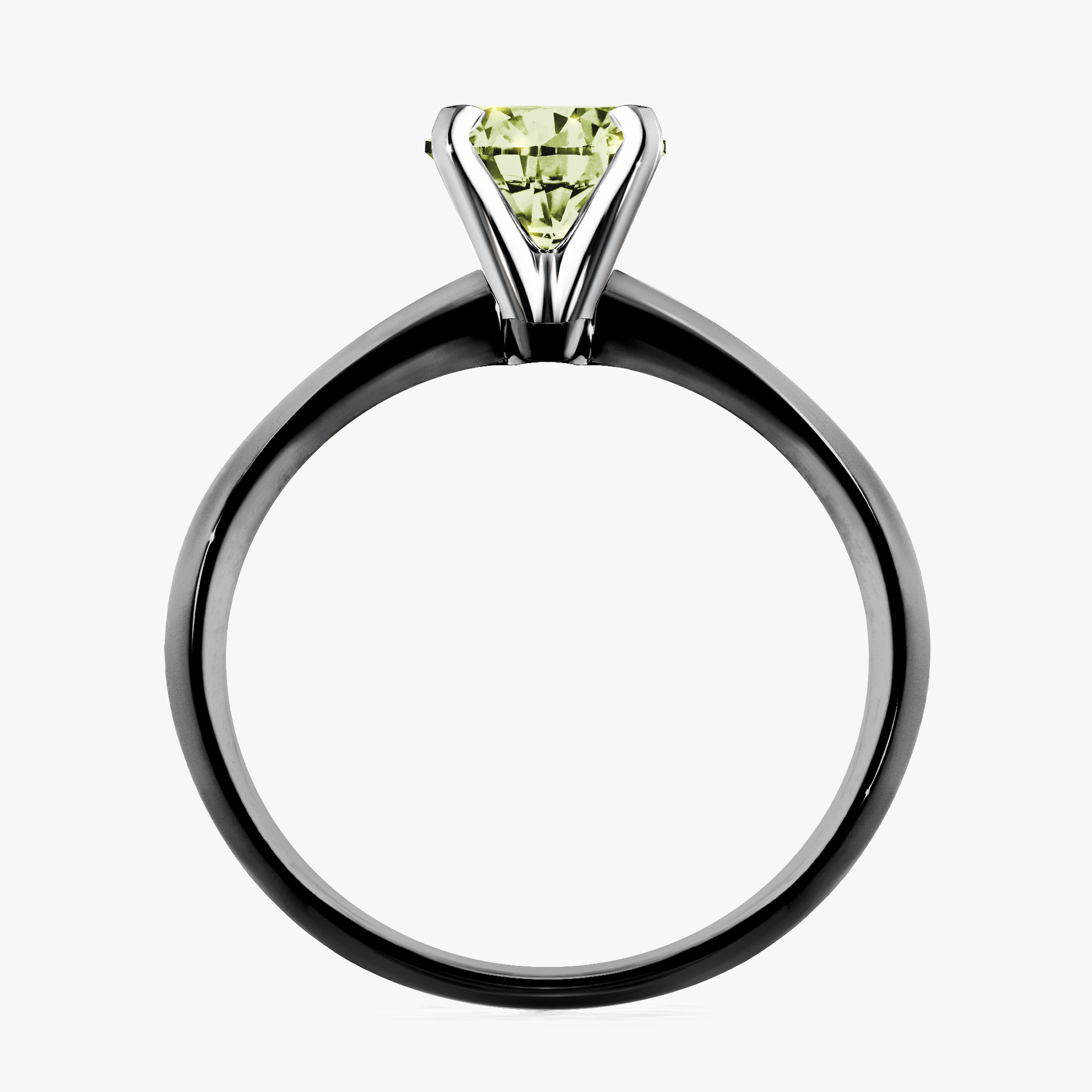 Pierścionek zaręczynowy My Angel z czarnego złota z jasnym zielonym diamentem 1,00ct