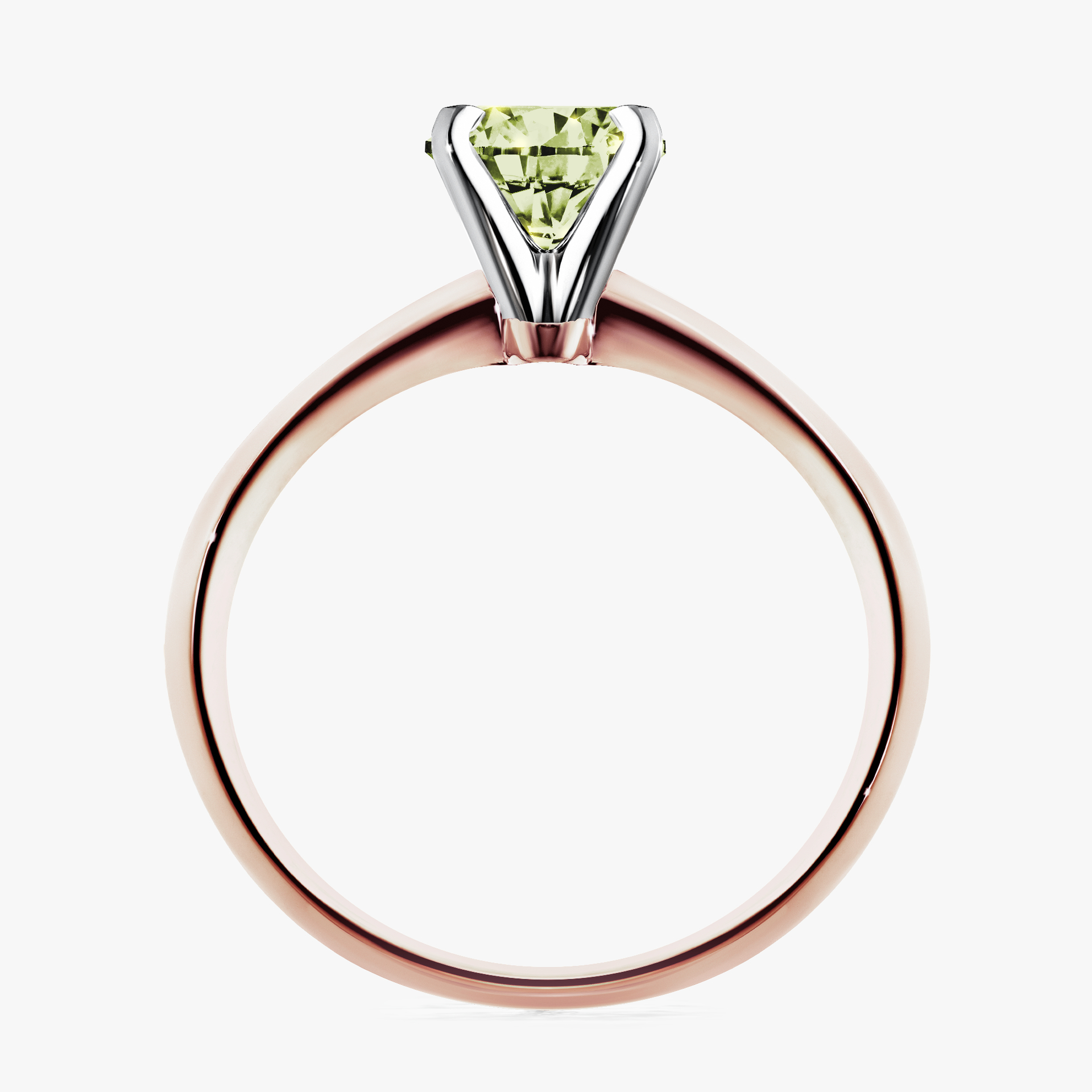 Pierścionek zaręczynowy My Angel z różowego złota z jasnym zielonym diamentem 1,00ct