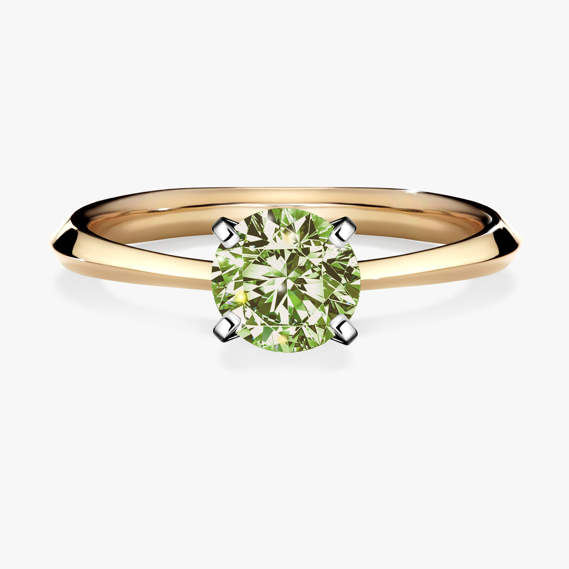 Pierścionek zaręczynowy My Angel z żółtego złota z jasnym zielonym diamentem 1,00ct
