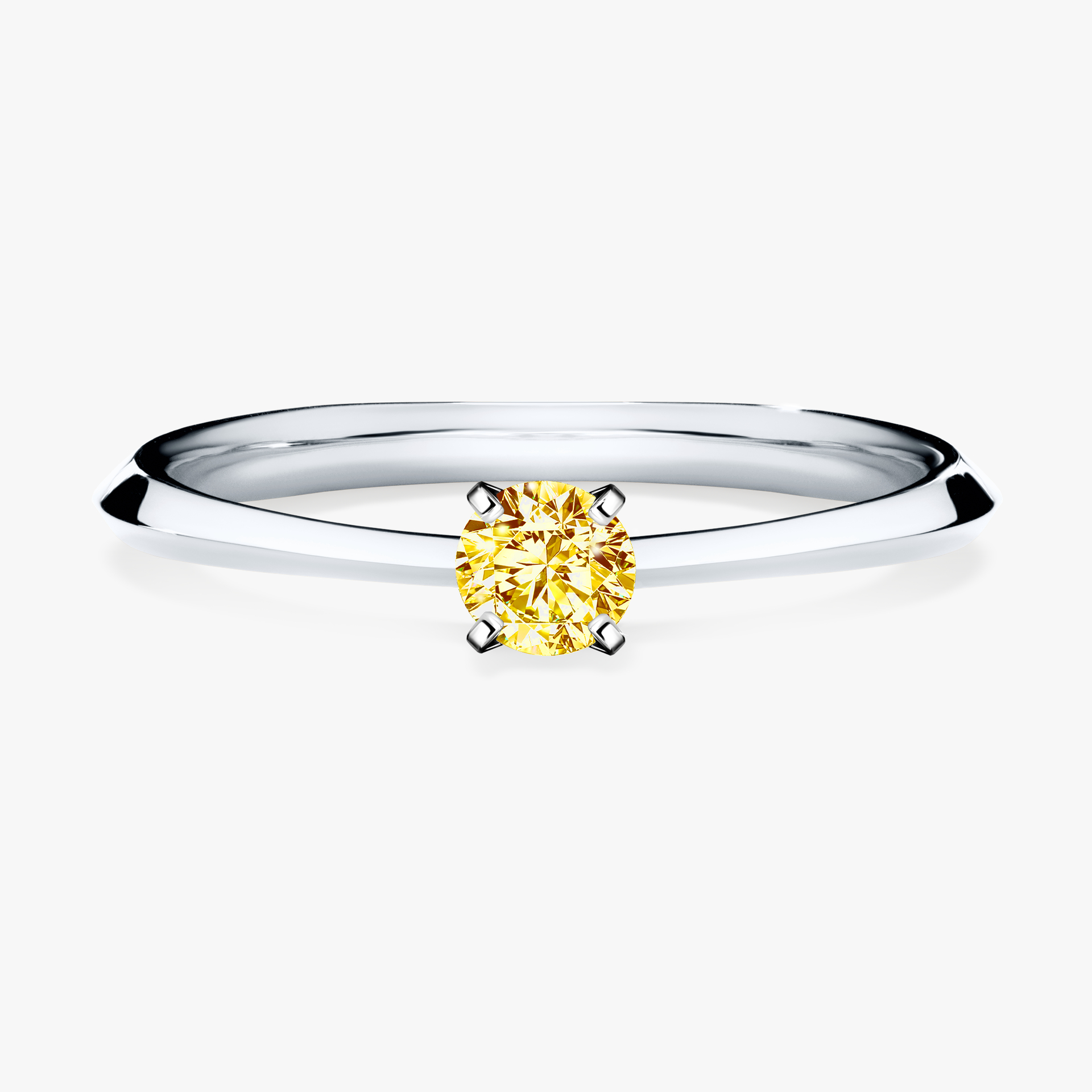 Pierścionek zaręczynowy My Angel z białego złota z żółtym diamentem 0,17ct