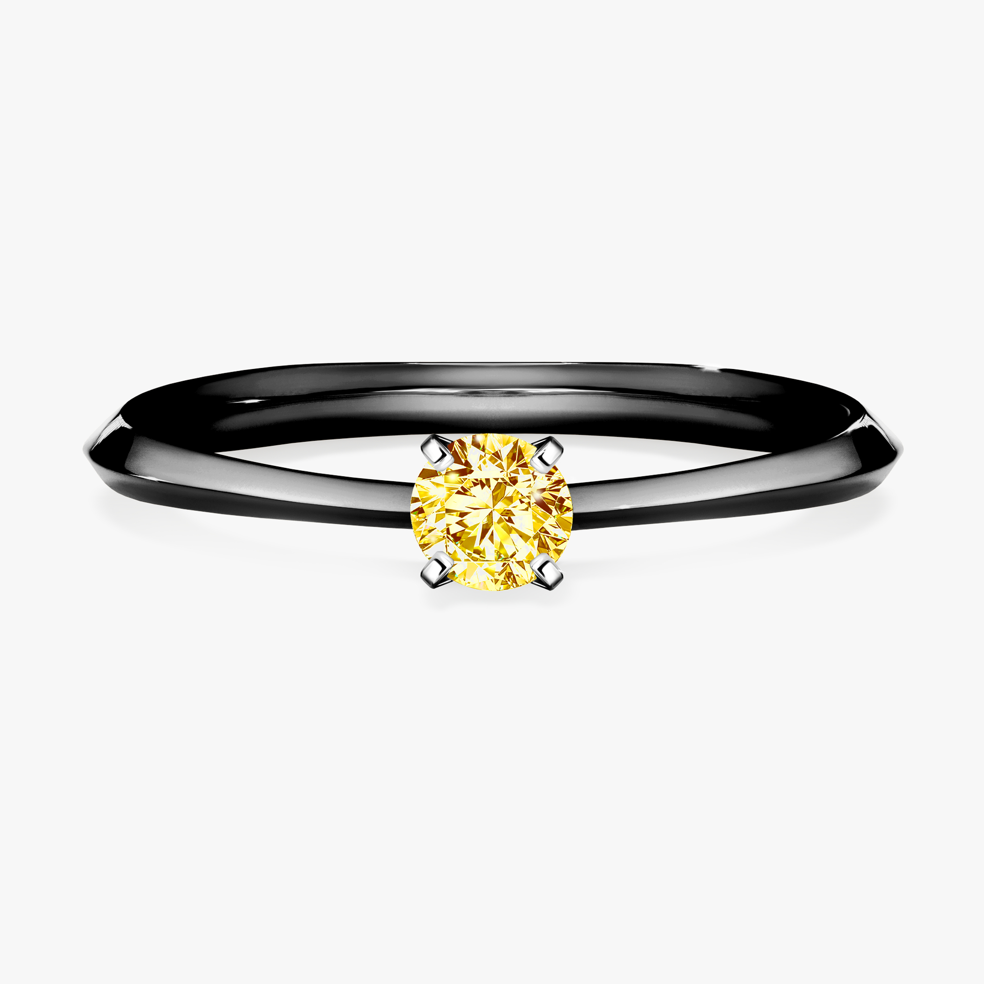 Pierścionek zaręczynowy My Angel z czarnego złota z żółtym diamentem 0,17ct