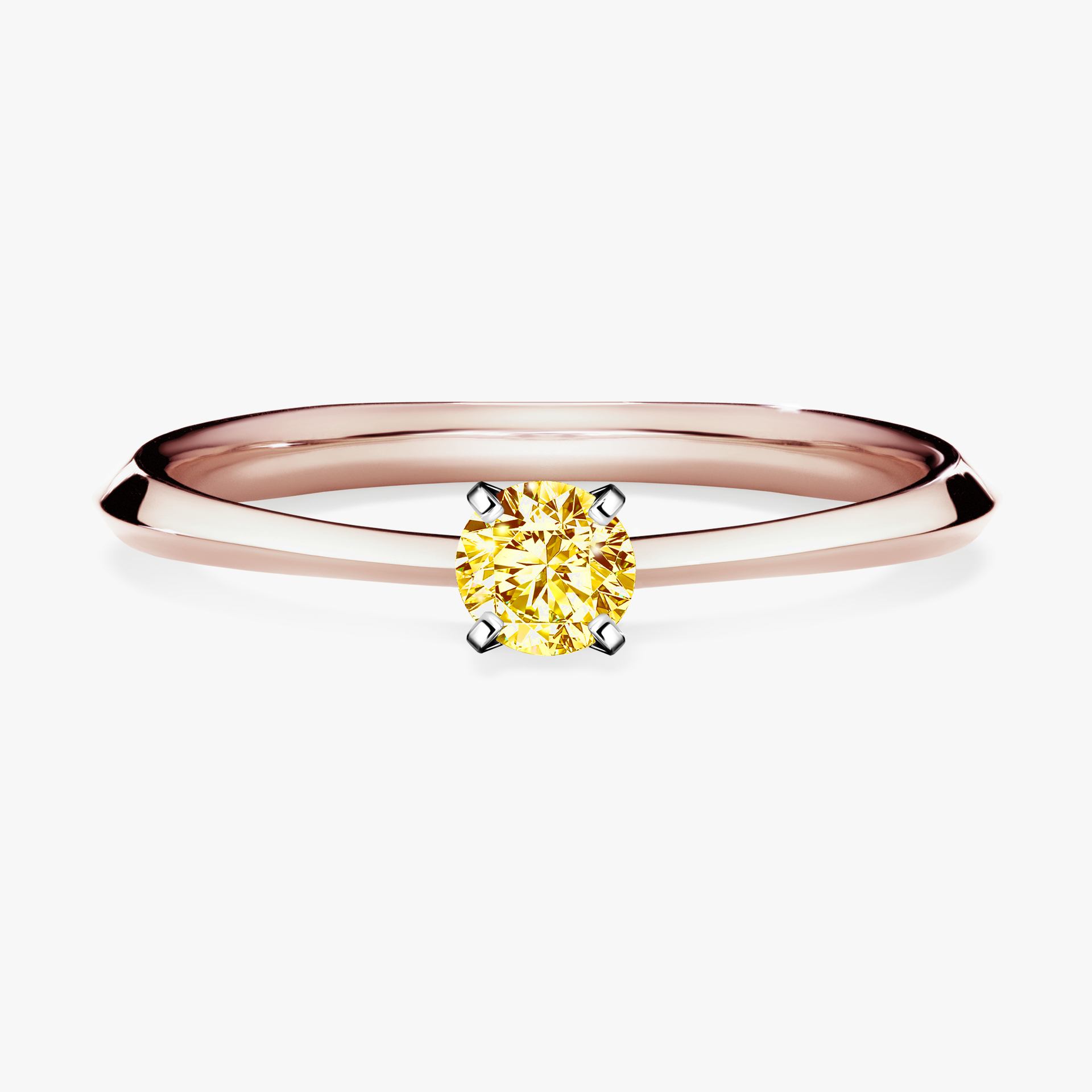 Pierścionek zaręczynowy My Angel z różowego złota z żółtym diamentem 0,17ct