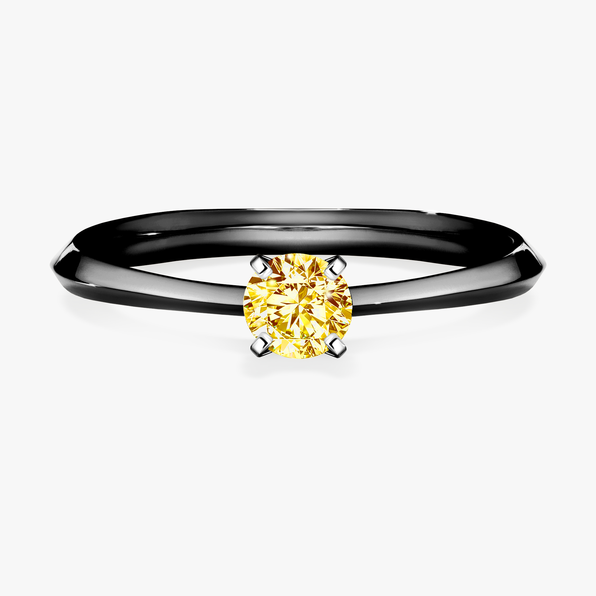 Pierścionek zaręczynowy My Angel z czarnego złota z żółtym diamentem 0,25ct