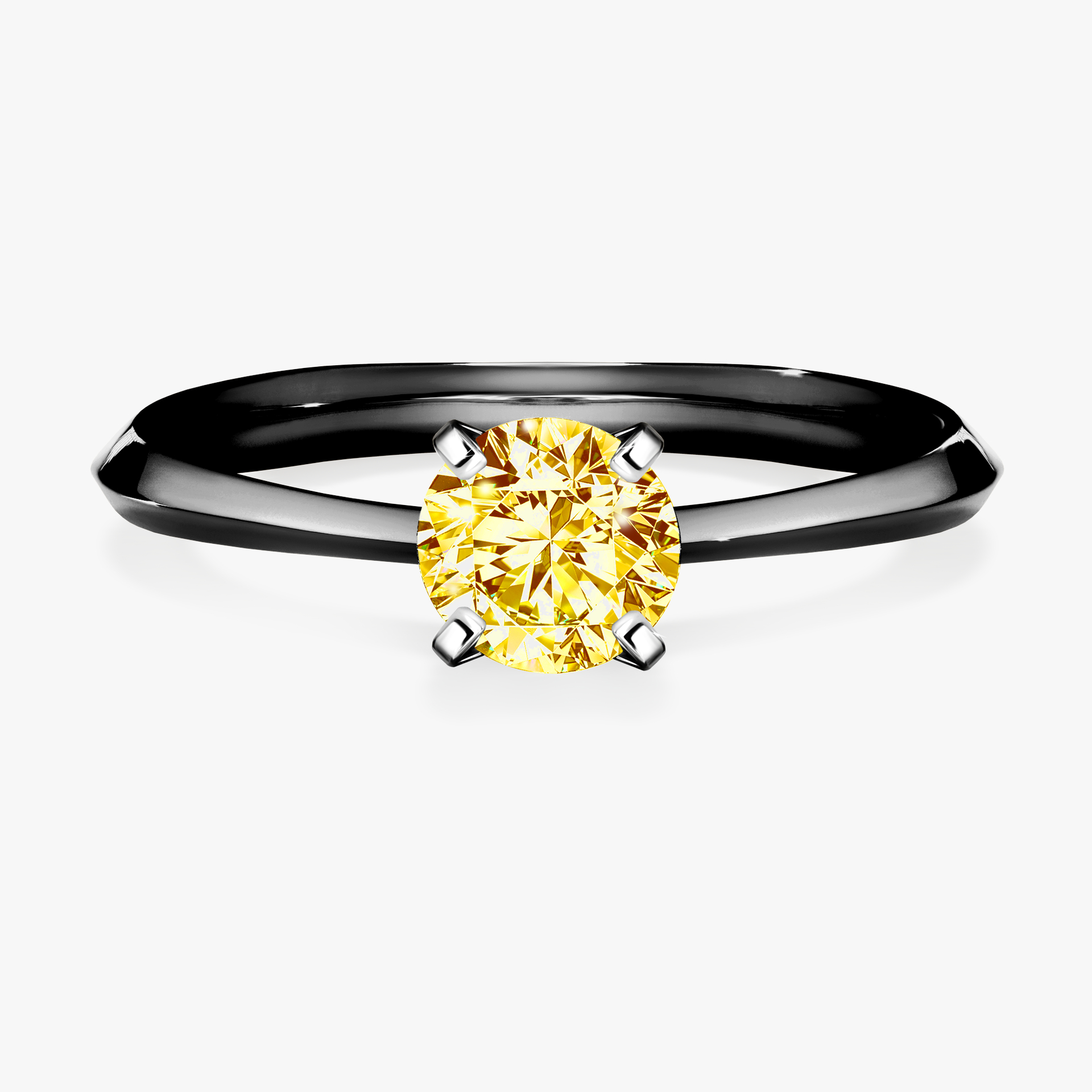 Pierścionek zaręczynowy My Angel z czarnego złota z żółtym diamentem 0,50ct
