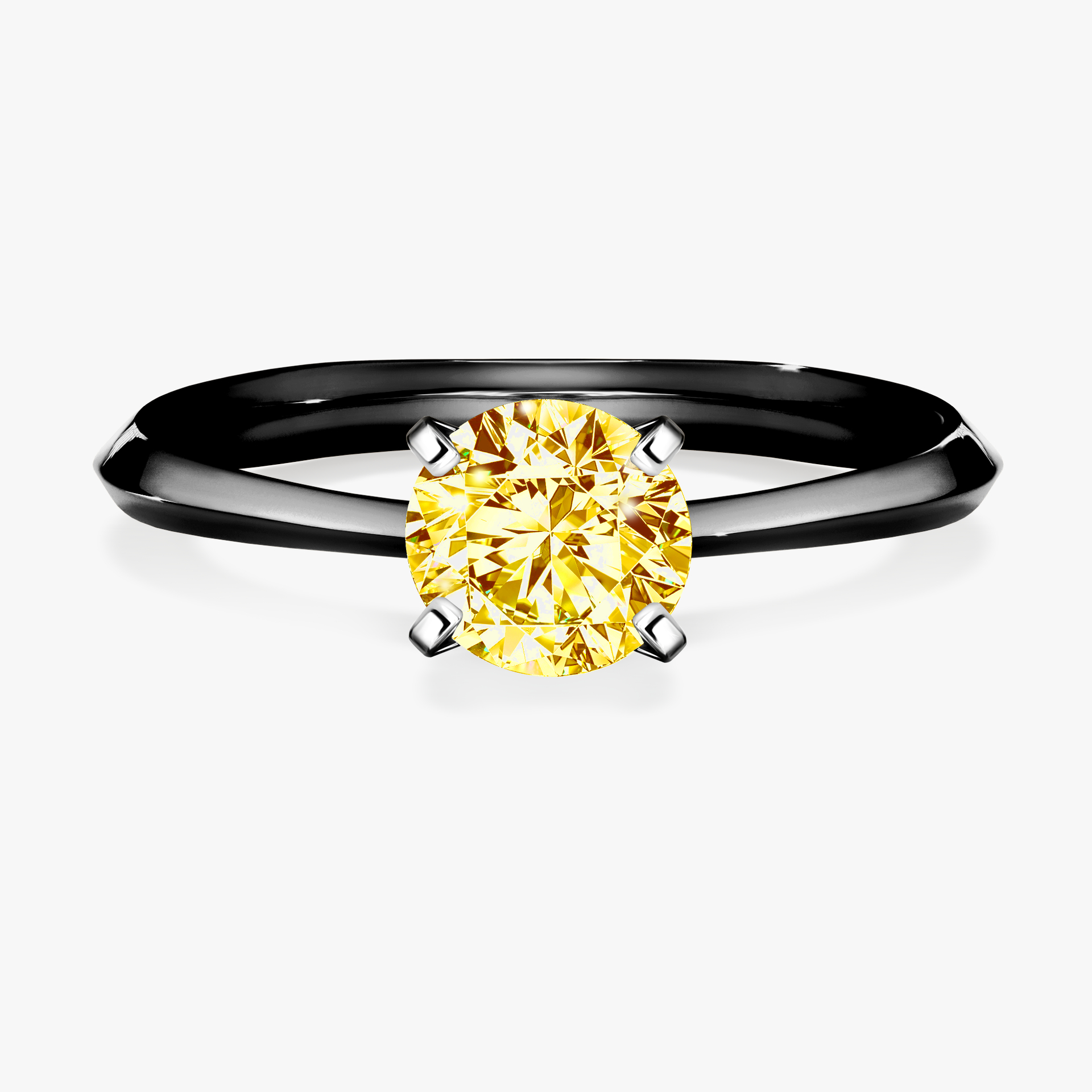 Pierścionek zaręczynowy My Angel z czarnego złota z żółtym diamentem 1,00ct