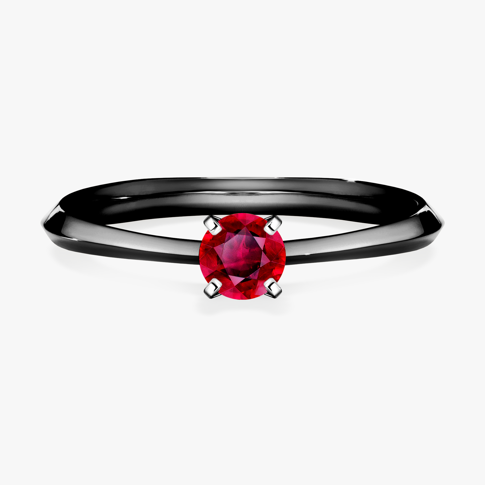 Pierścionek zaręczynowy My Angel z czarnego złota z rubinem 0,25ct