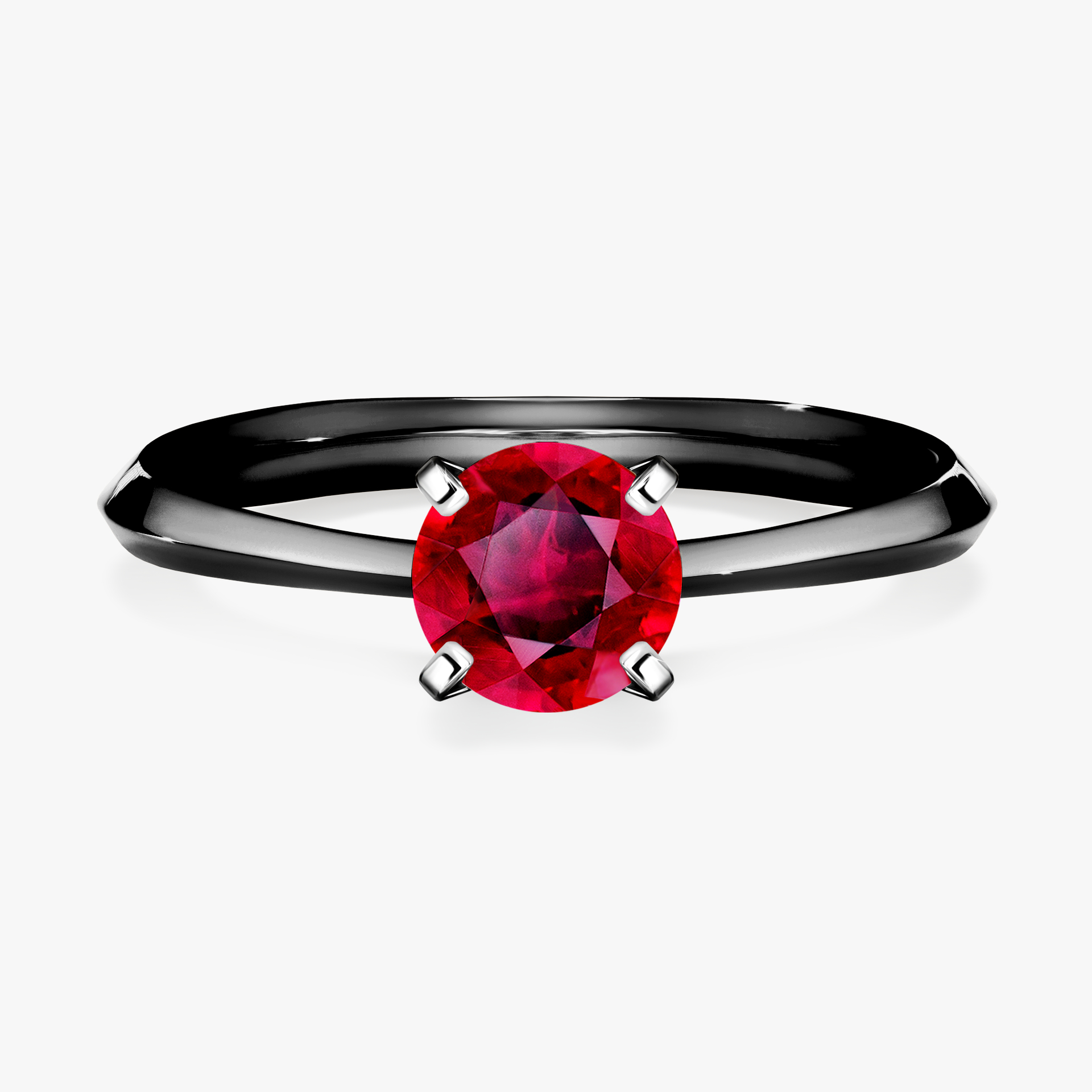 Pierścionek zaręczynowy My Angel z czarnego złota z rubinem 0,80ct