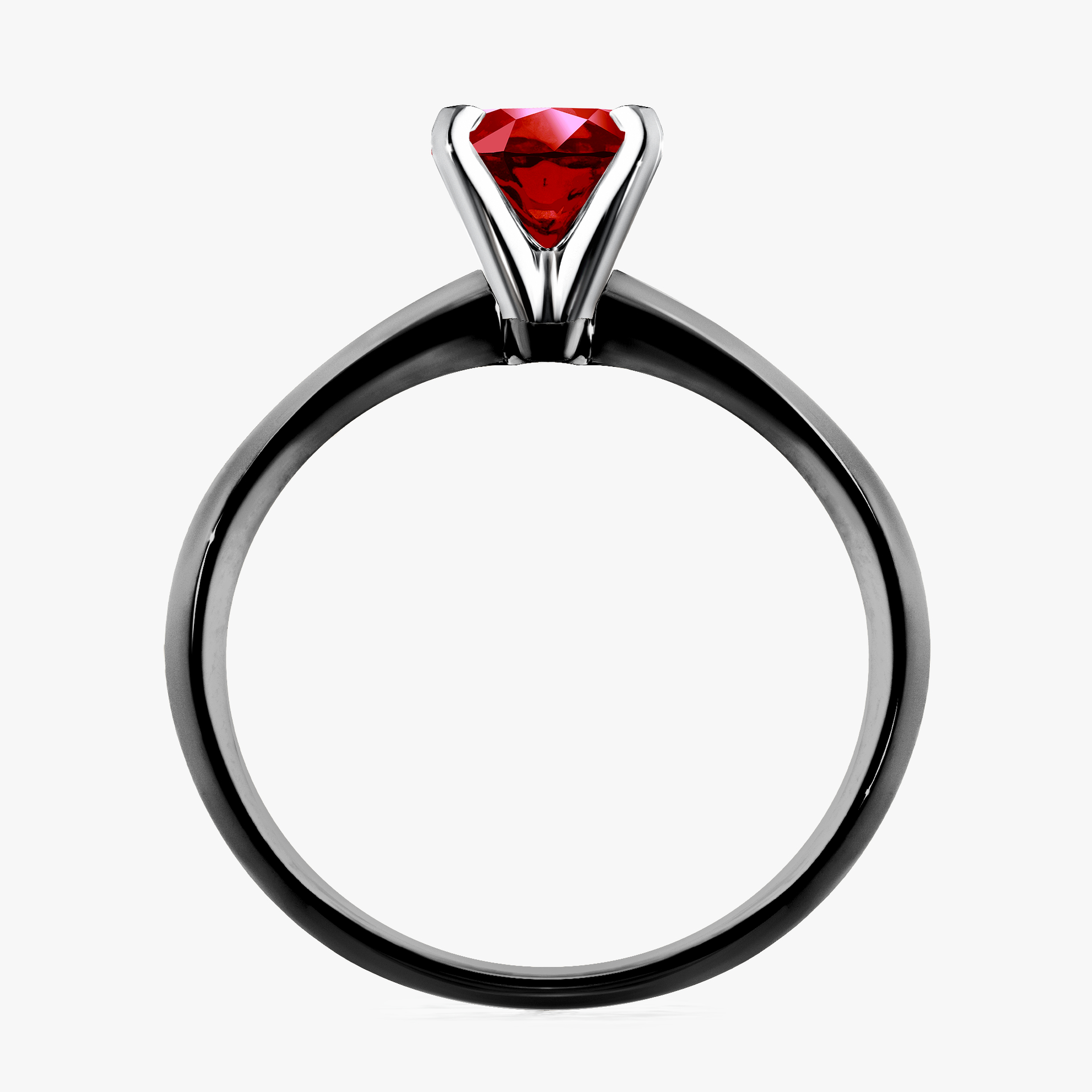 Pierścionek zaręczynowy My Angel z czarnego złota z rubinem 0,80ct