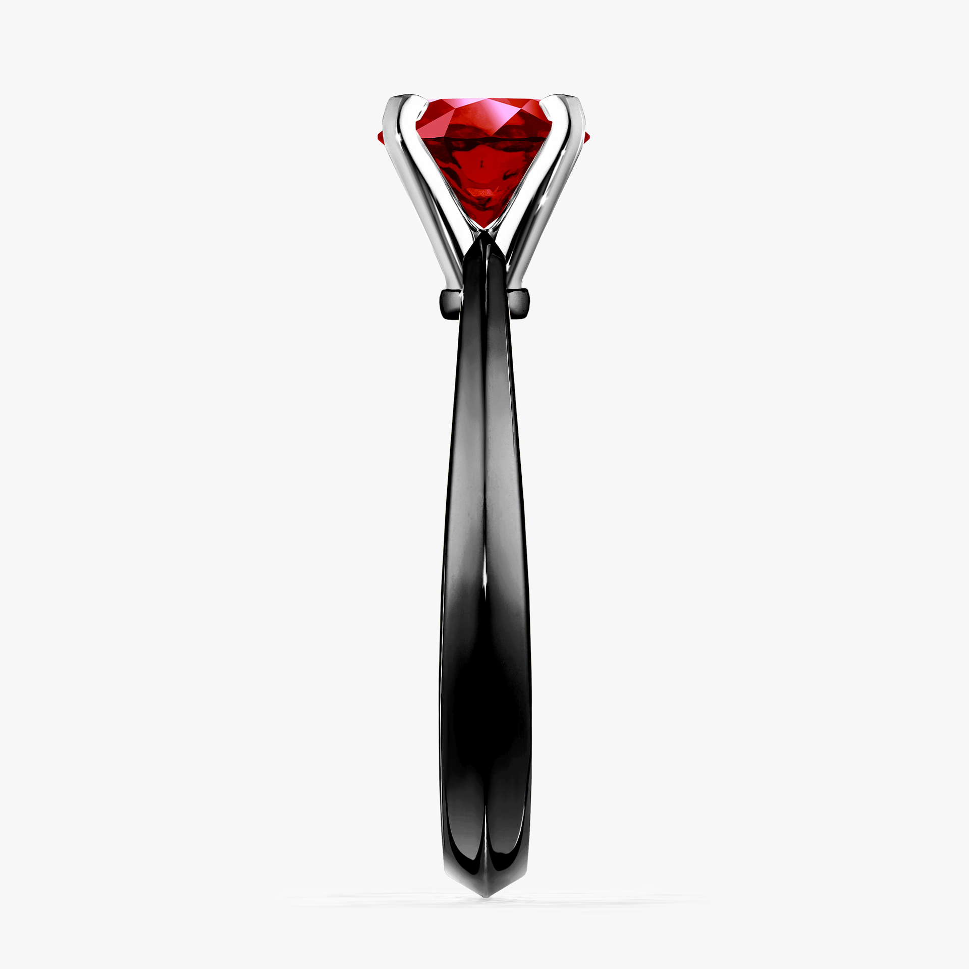 Pierścionek zaręczynowy My Angel z czarnego złota z rubinem 0,80ct