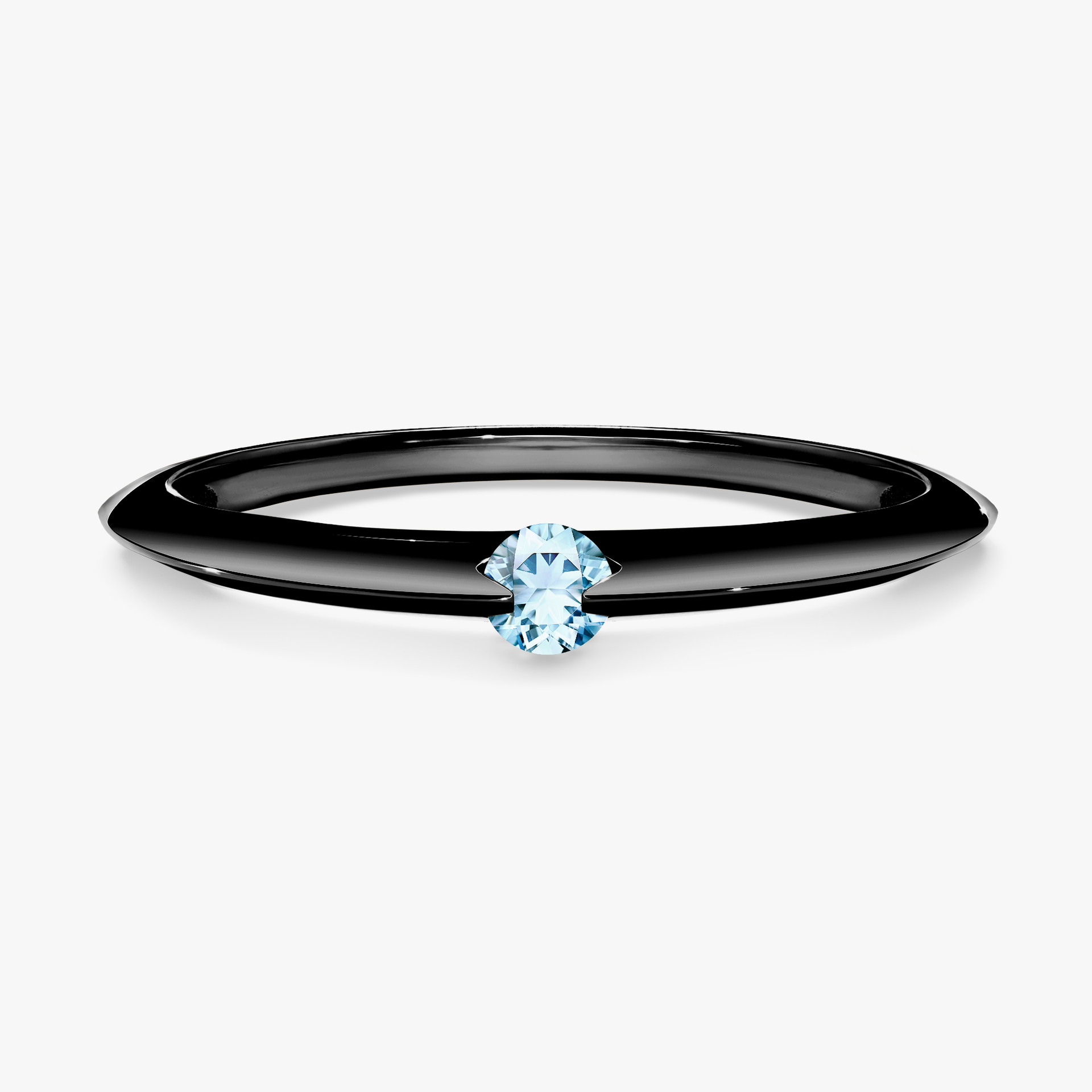 Pierścionek zaręczynowy My Baby z czarnego złota z akwamarynem 0,25ct