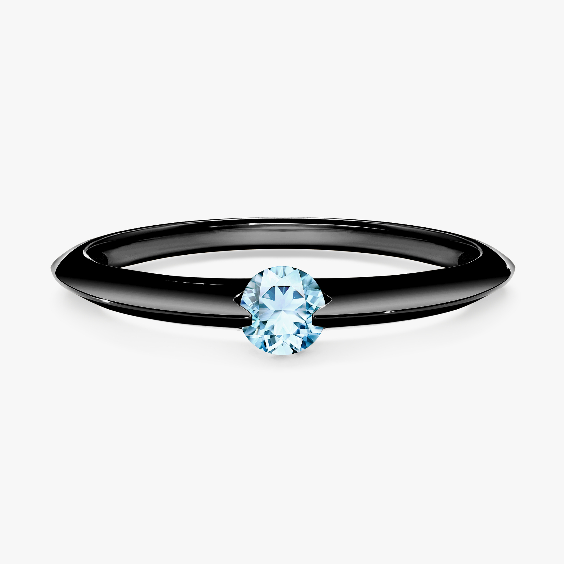 Pierścionek zaręczynowy My Baby z czarnego złota z akwamarynem 0,50ct