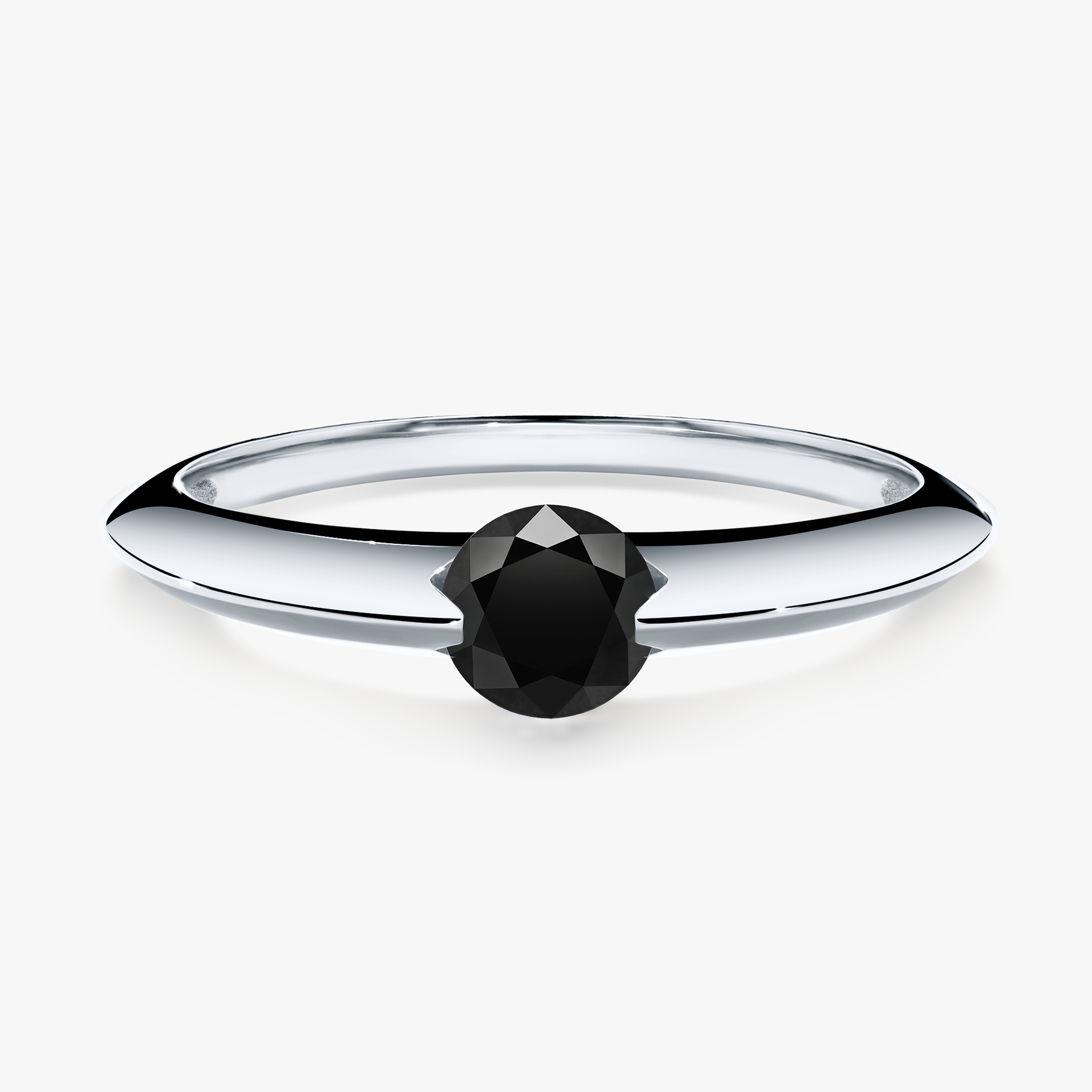 Pierścionek zaręczynowy My Baby z białego złota z czarnym diamentem 1,00ct