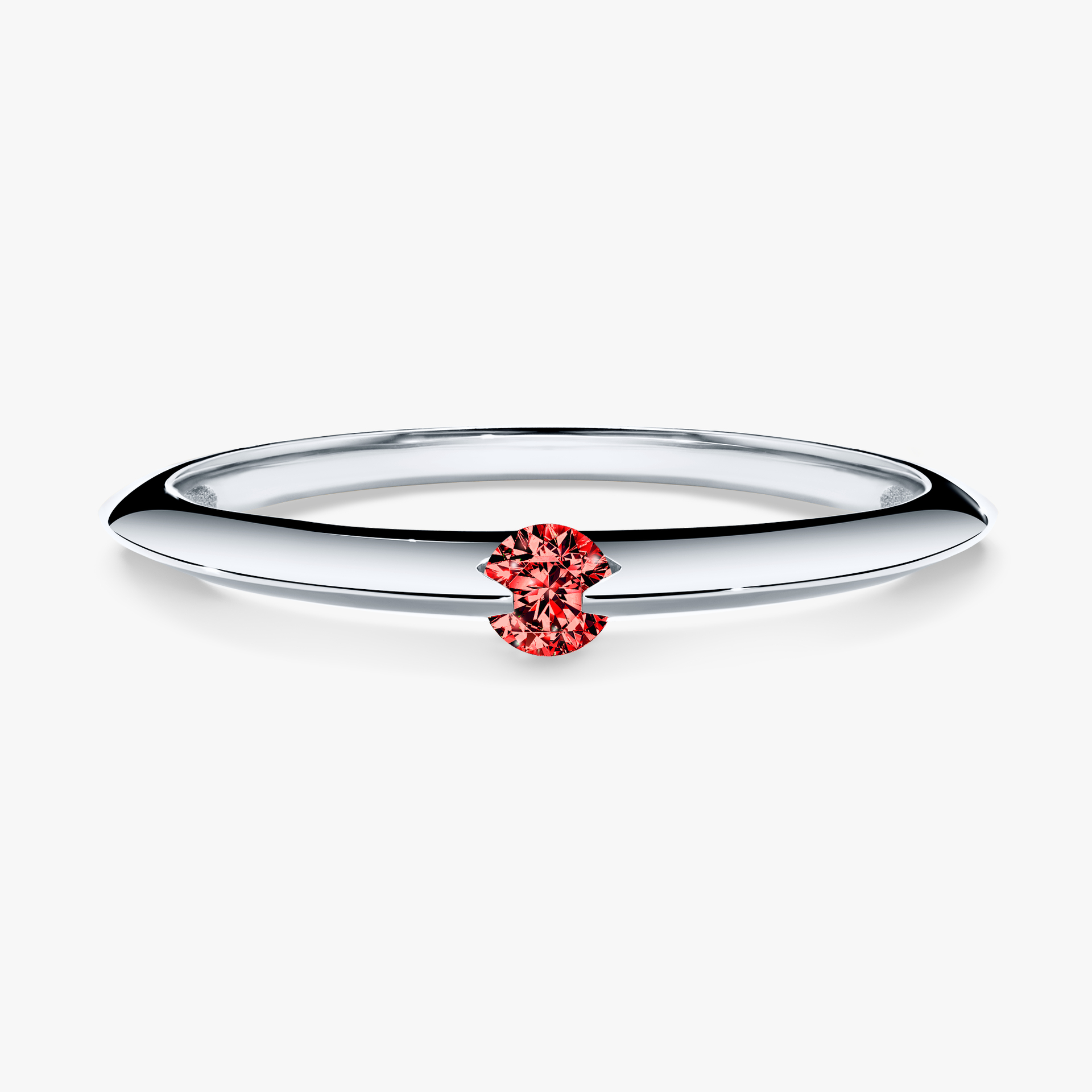Pierścionek zaręczynowy My Baby z białego złota z czerwonym diamentem 0,25ct